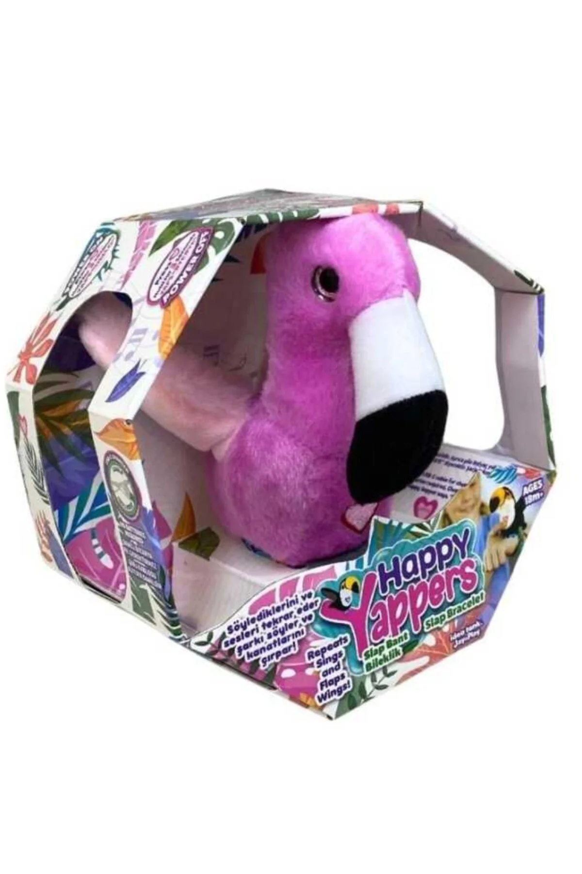 Peluş Ses Tekrarlı Hayvan Bileklik Aksesuar - Pembe Flamingo (Lis