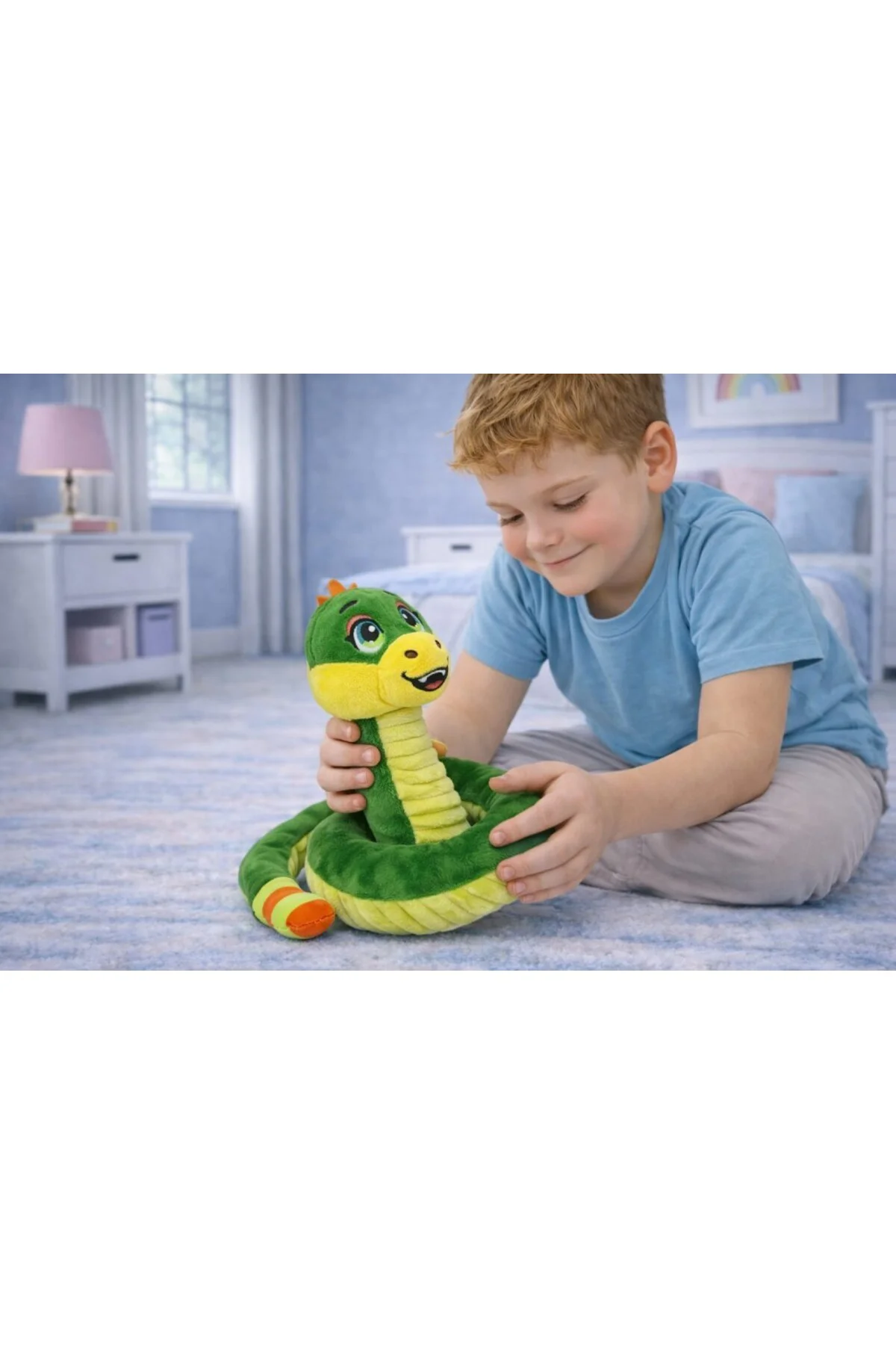 Peluş Sevimli Hayvanlar 35 cm - Yeşil Çıngıraklı Yılan (Lisinya)