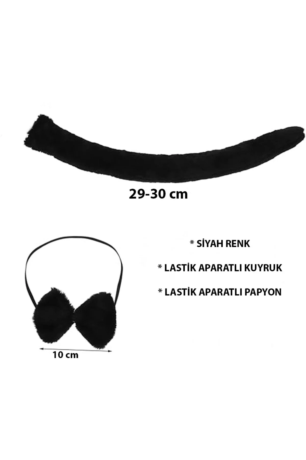 Peluş Siyah Renk Kuyruk ve Papyon Yetişkin Çocuk Uyumlu (5060) Peluş Siyah Renk Kuyruk ve Papyon Yetişkin Çocuk Uyumlu (5060)