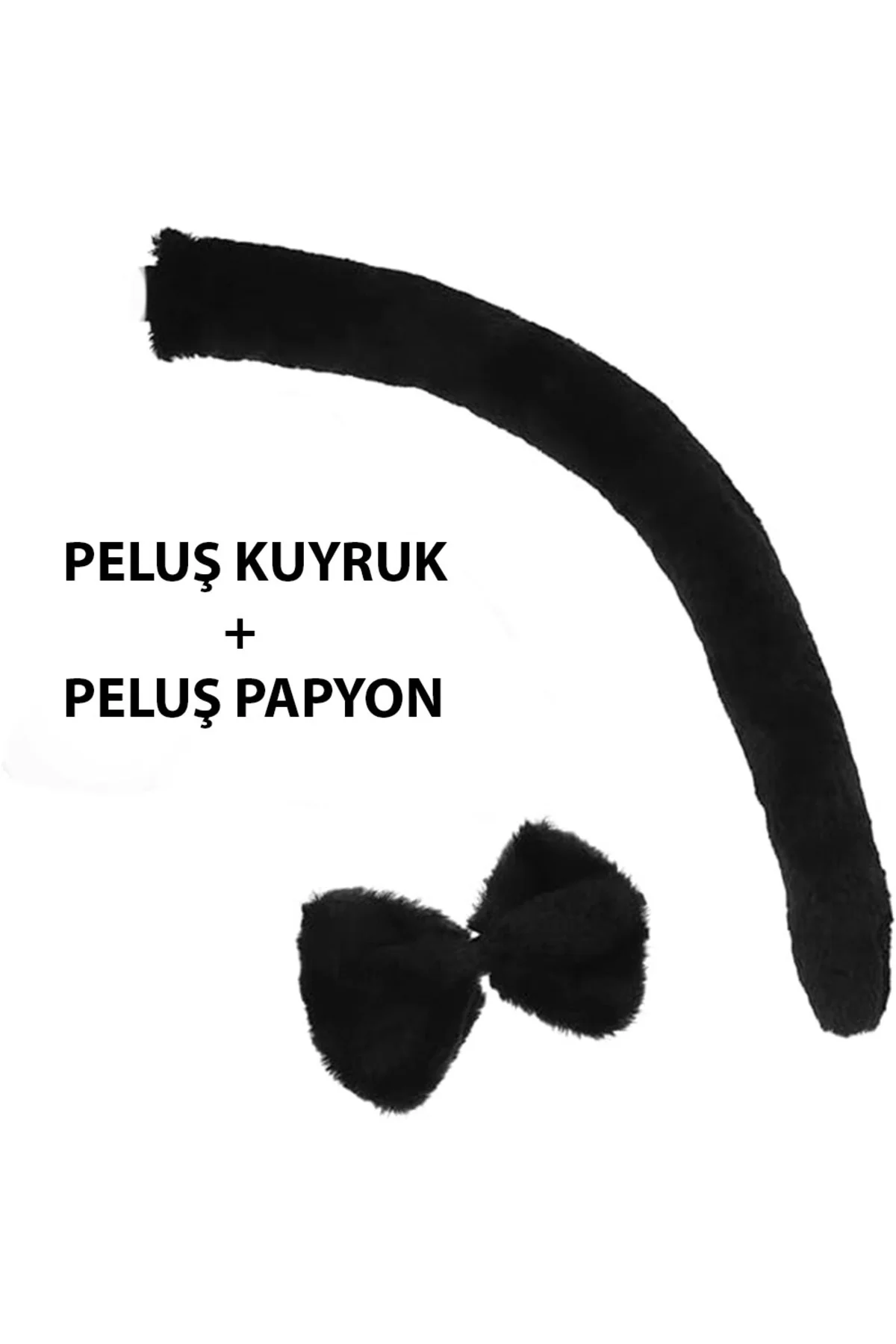 Peluş Siyah Renk Kuyruk ve Papyon Yetişkin Çocuk Uyumlu (5060) Peluş Siyah Renk Kuyruk ve Papyon Yetişkin Çocuk Uyumlu (5060)