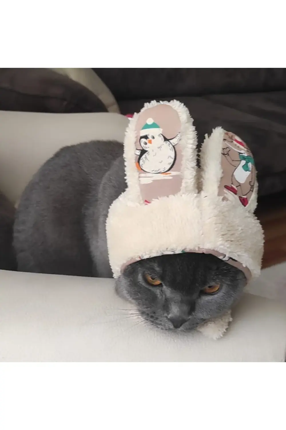 Peluş Tavşan Kulaklı Çizgi Film Karakterli Kedi Köpek Şapkası Yum