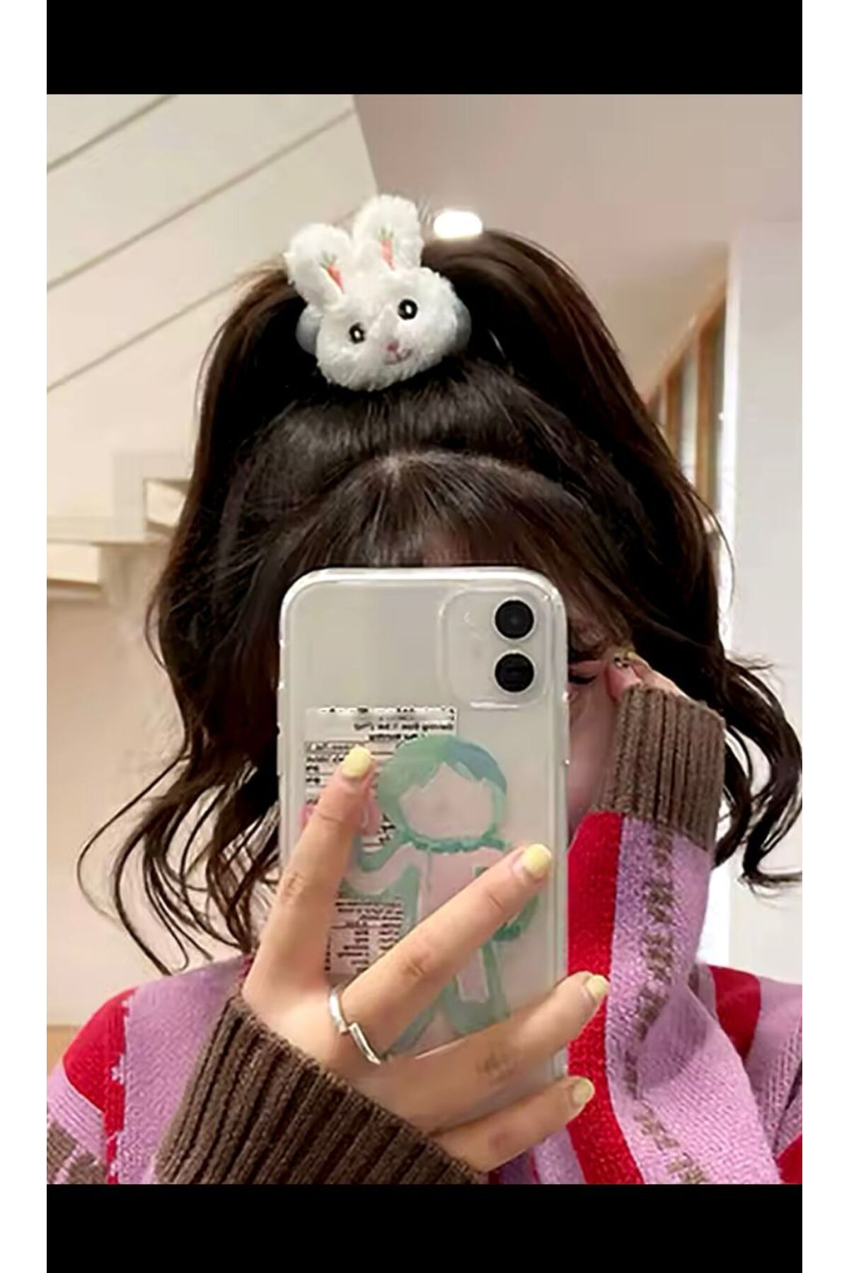 Arescollection Peluş Tavşanli Lastikli Simit Çocuk Saç Tokasi