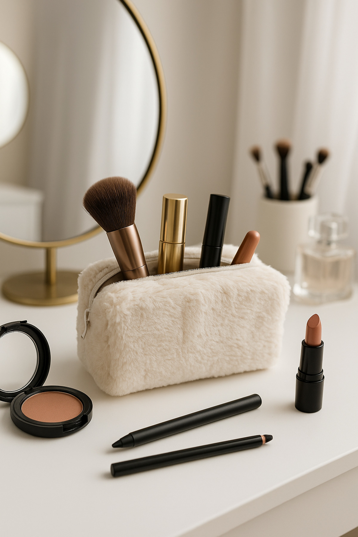 Pazar Kapısı Peluş Yumuşacık Makyaj Çantası - Kozmetik Organizeri