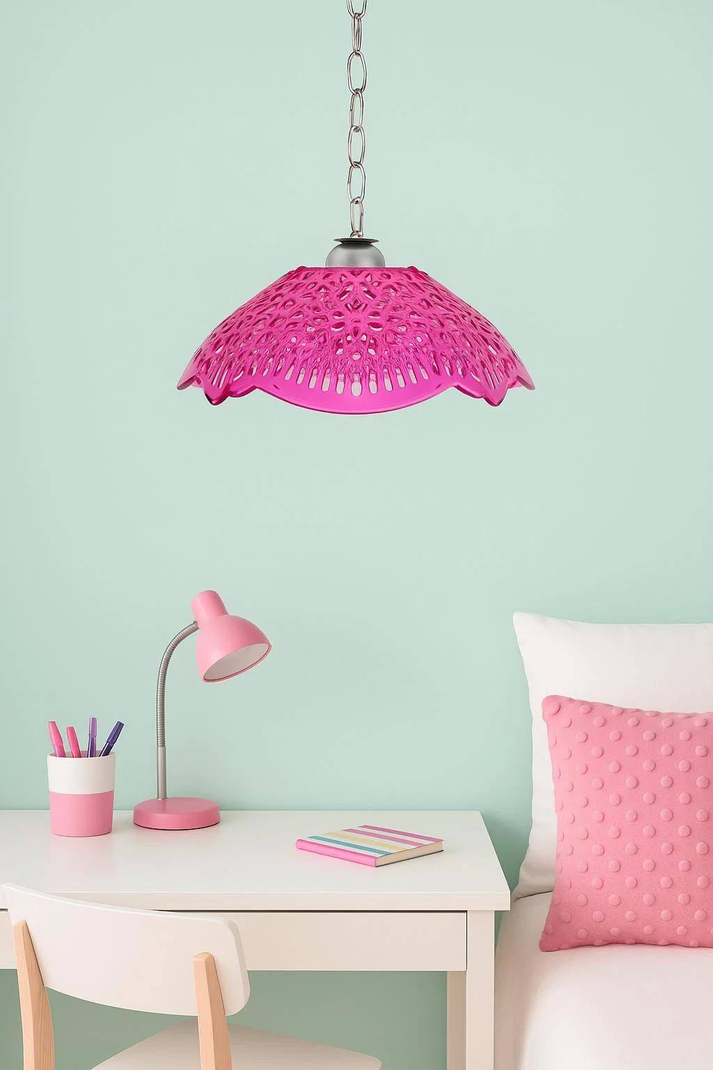 Pembe Akrilik Avize – Modern Dekoratif Aydınlatma 35x35x12 cm