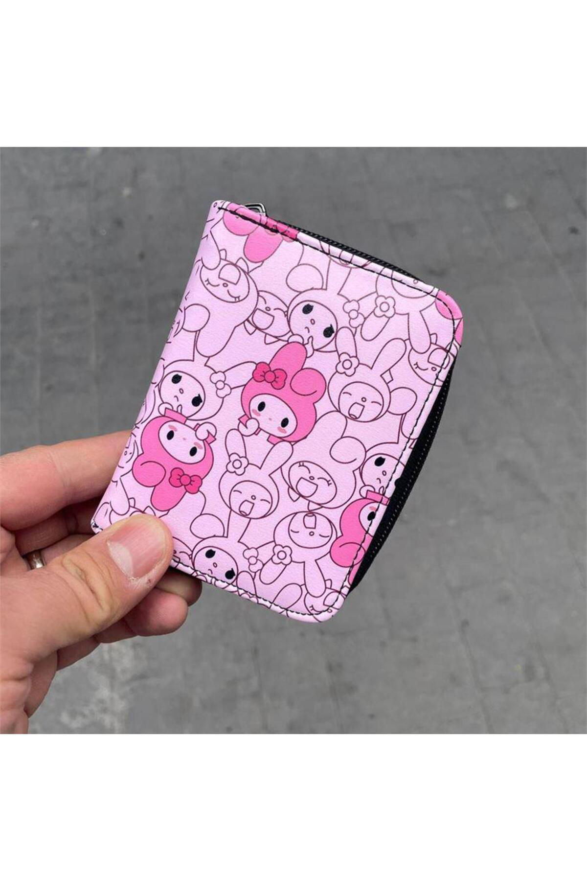 Pembe Anime Fantasy Magic Melody Faces Kolaj Kısa Cüzdan