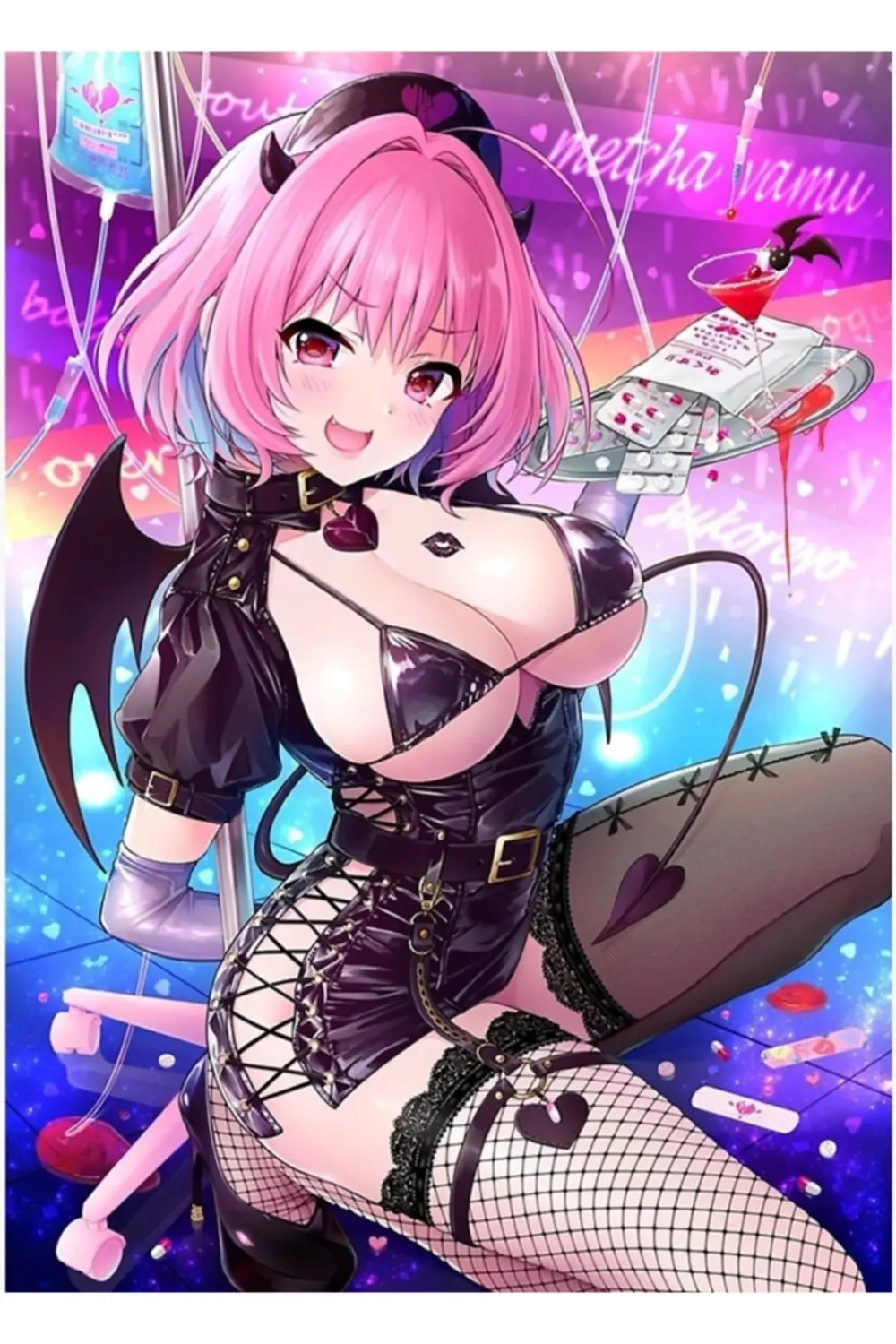 Pembe Anime Gamer: Kız Tablo Ahşap Poster Dekoratif