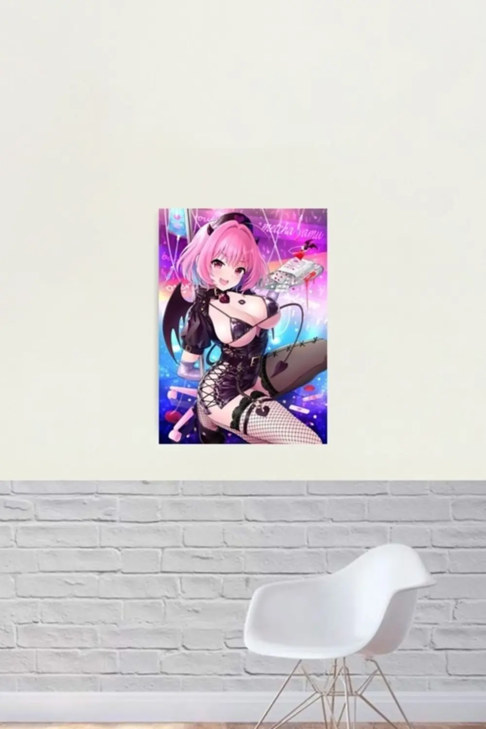 Pembe Anime Gamer: Kız Tablo Ahşap Poster Dekoratif