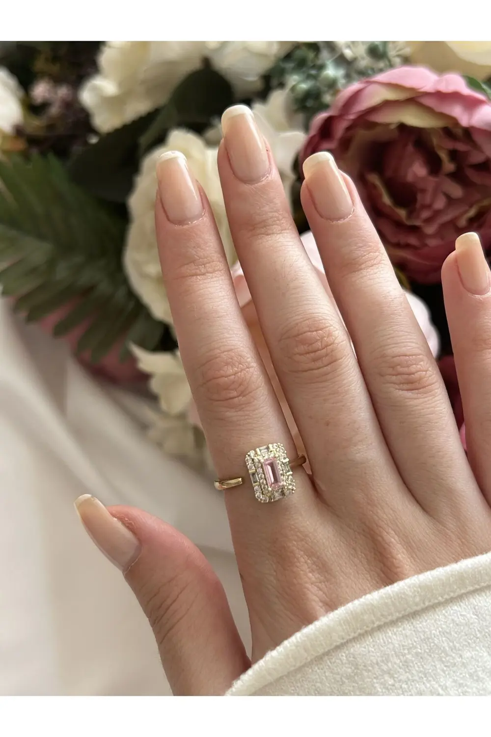 Atelier Emine Pembe Baget Taş Yüzük