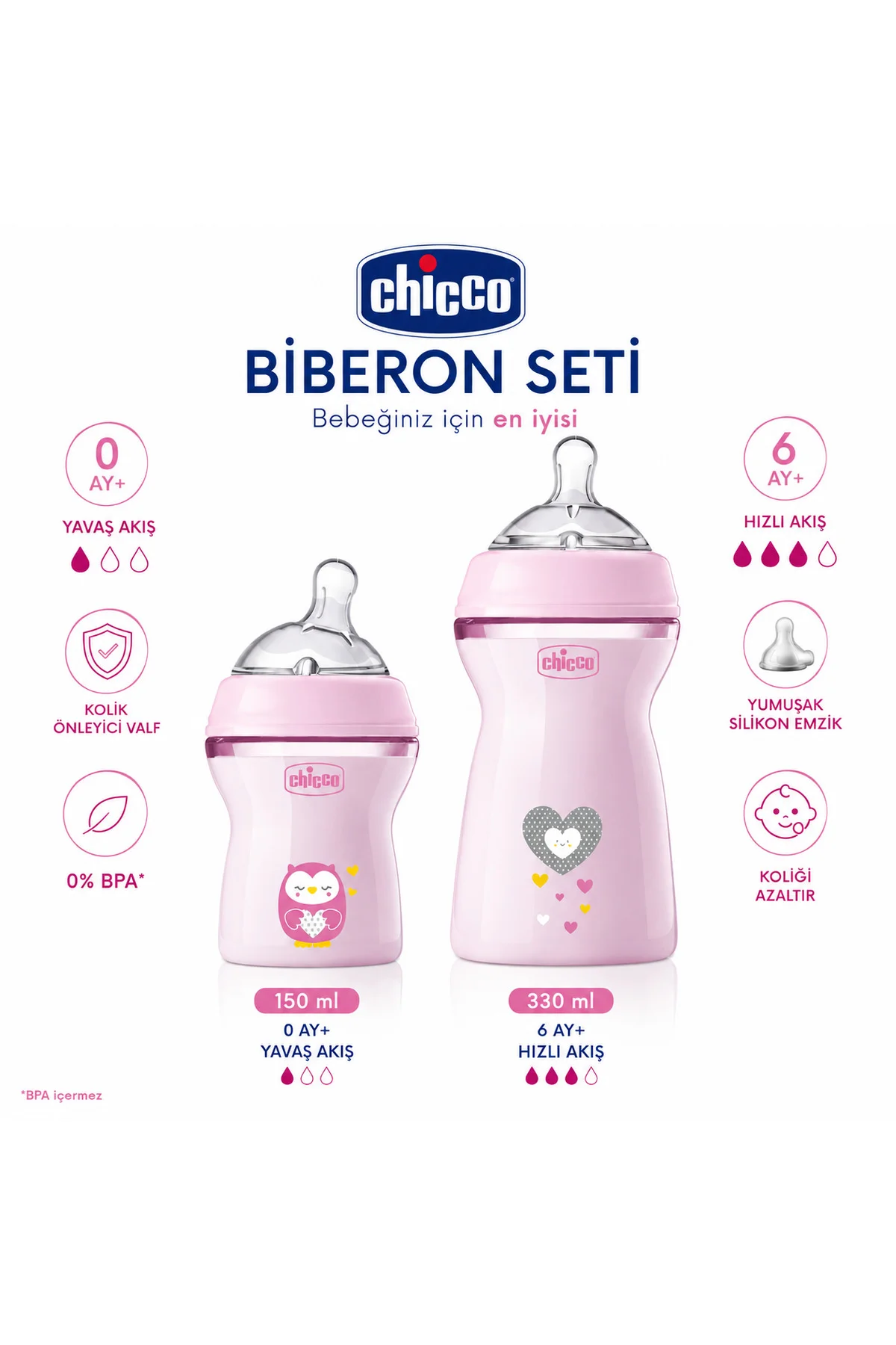 PEMBE Biberon Seti 150 ml + 330 ml PP
