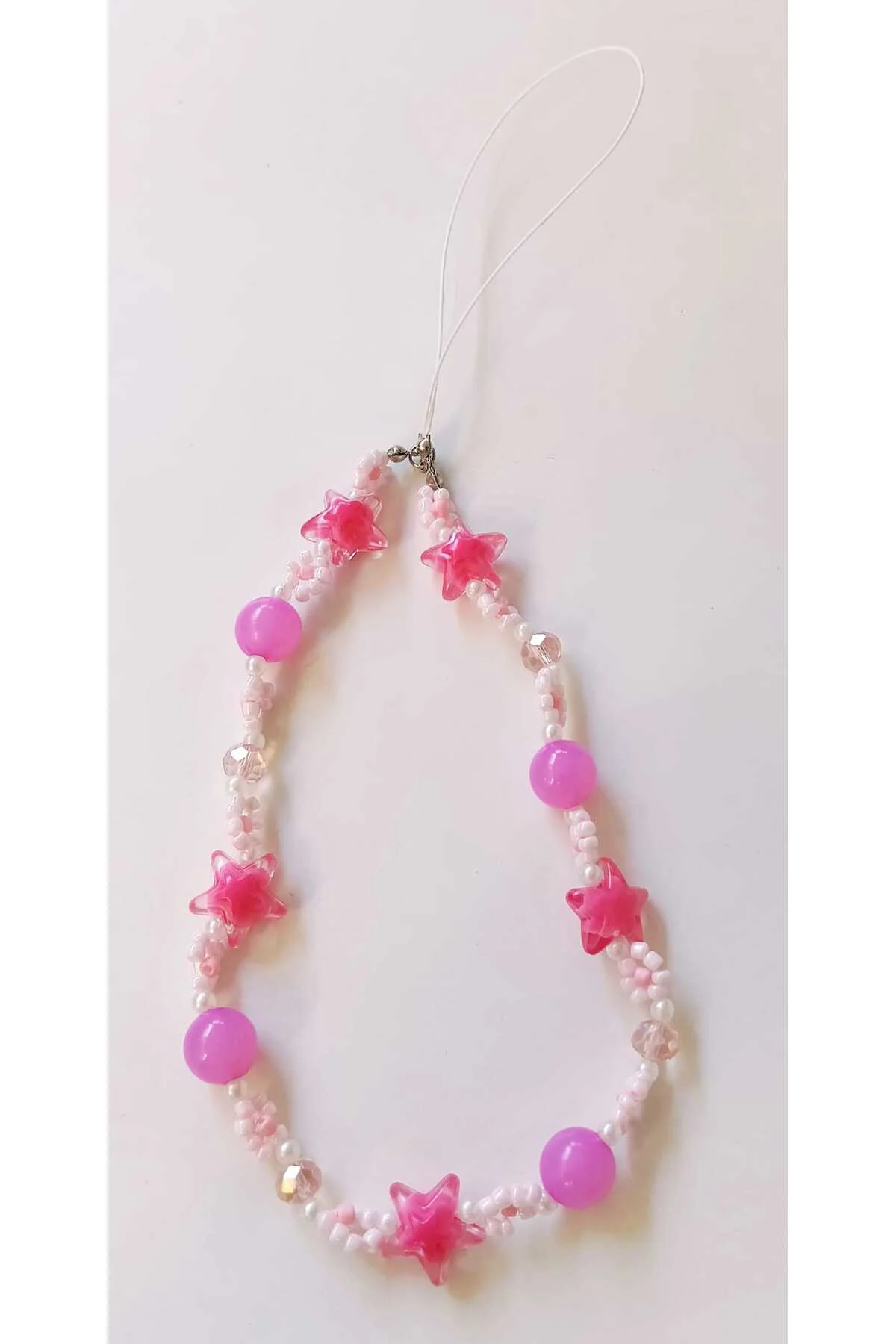Pembe Boncuklu Telefon Bilek Askısı