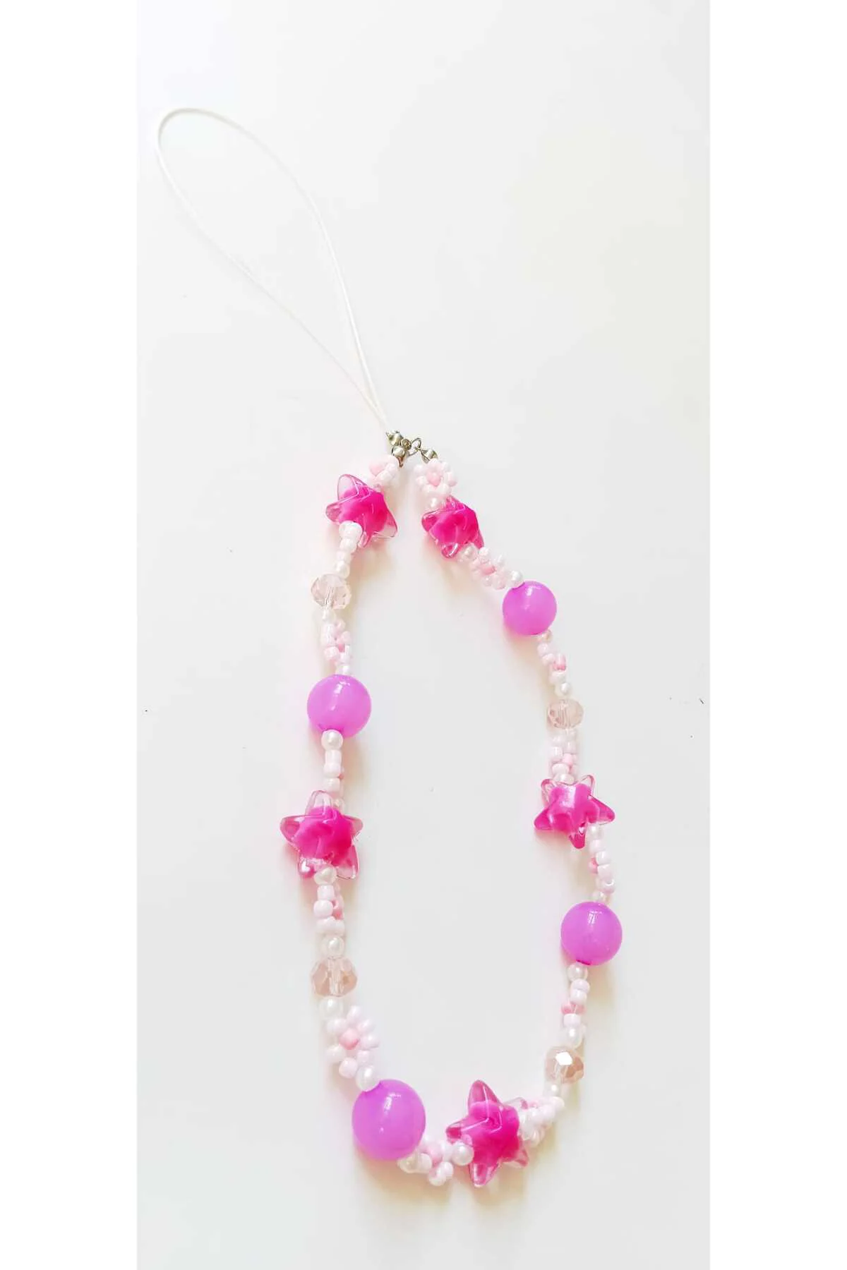 Pembe Boncuklu Telefon Bilek Askısı
