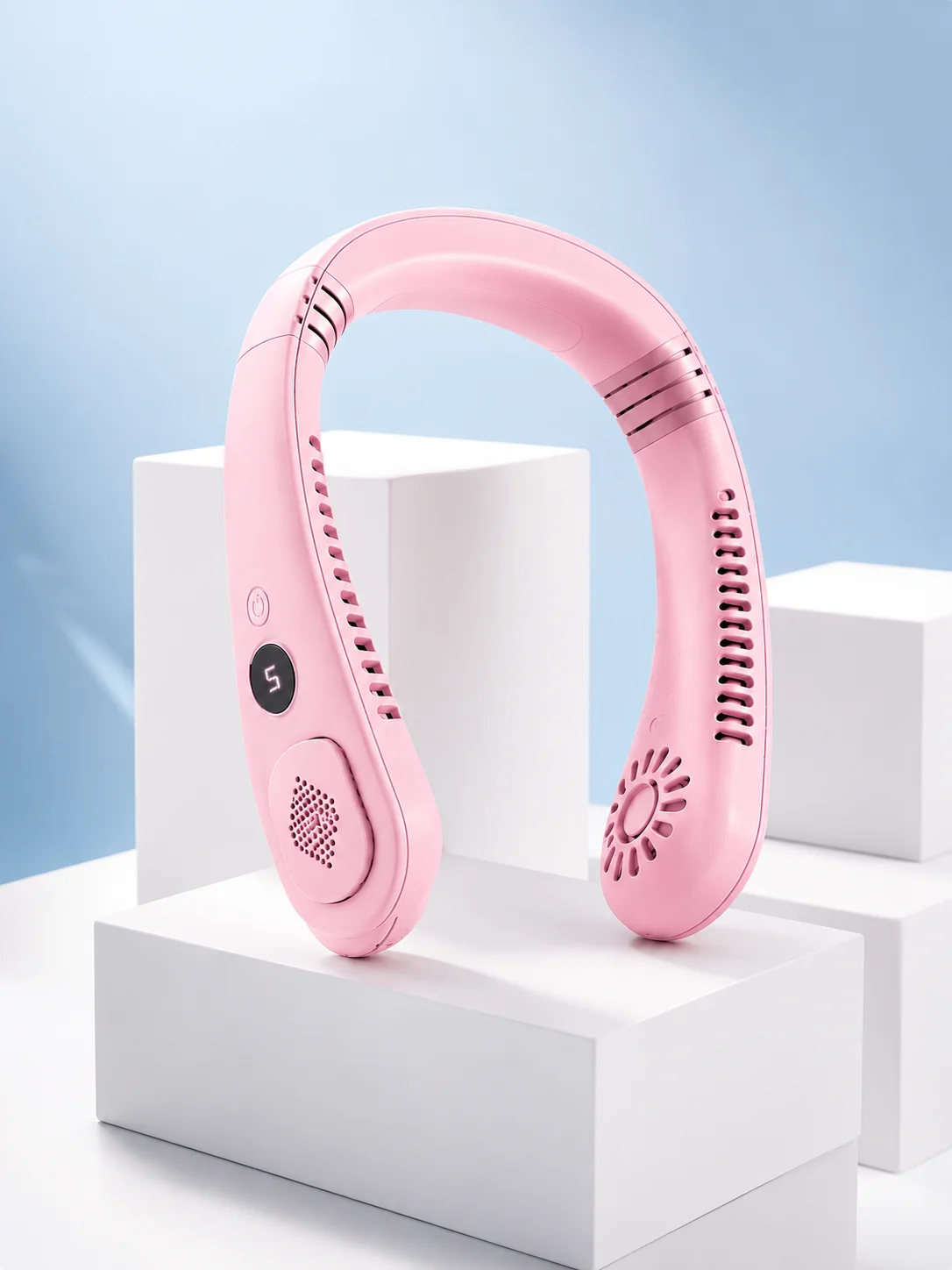 Pembe Boyun Fanı Kablosuz Taşınabilir Sessiz Çalışan Kişisel Serinletici Fan
