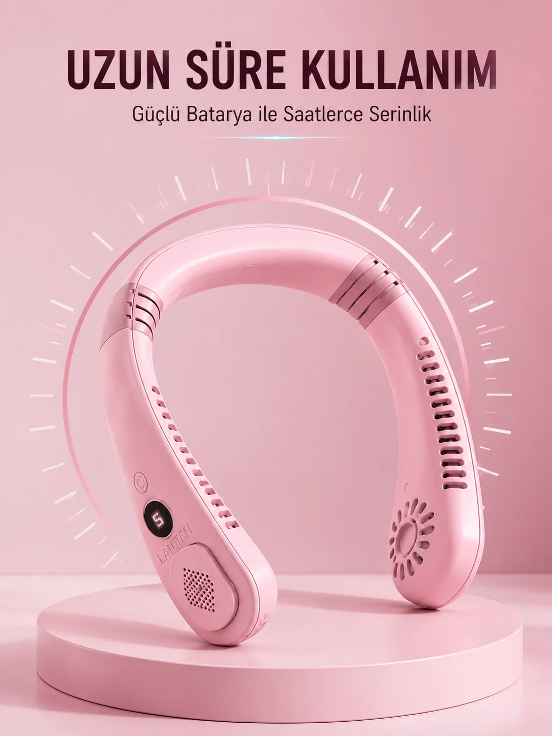 Pembe Boyun Fanı Sessiz Çalışan USB Şarjlı Taşınabilir Kişisel Serinletici
