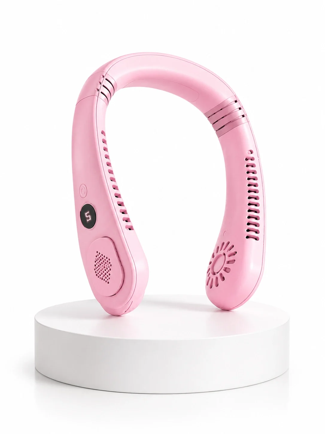 Pembe Boyun Tipi Fan USB Şarjlı Hafif Tasarım Güçlü Hava Üflemeli Serinletici