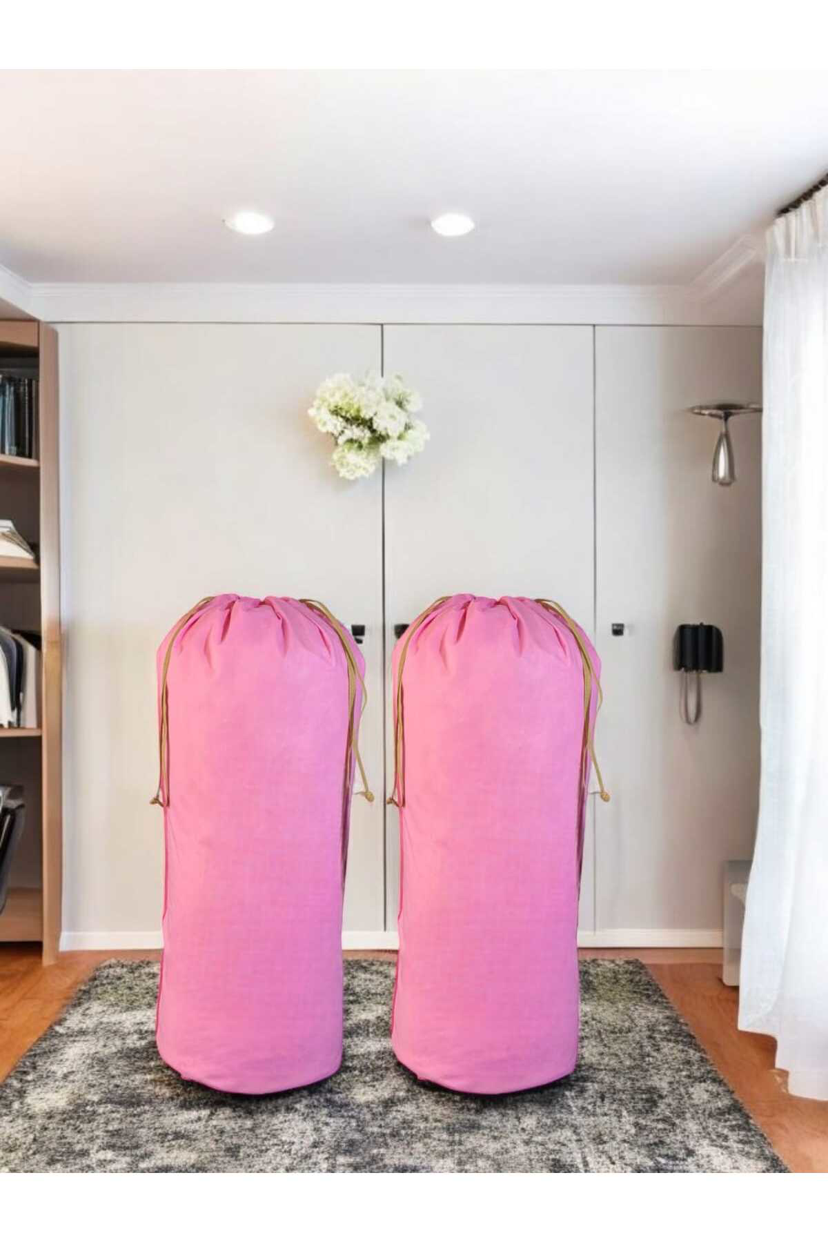 Balkan Room Pembe Büzgülü Hurç 2'Li Set Xxlarge 104X62 Cm -Taşınma Çantası-Yo