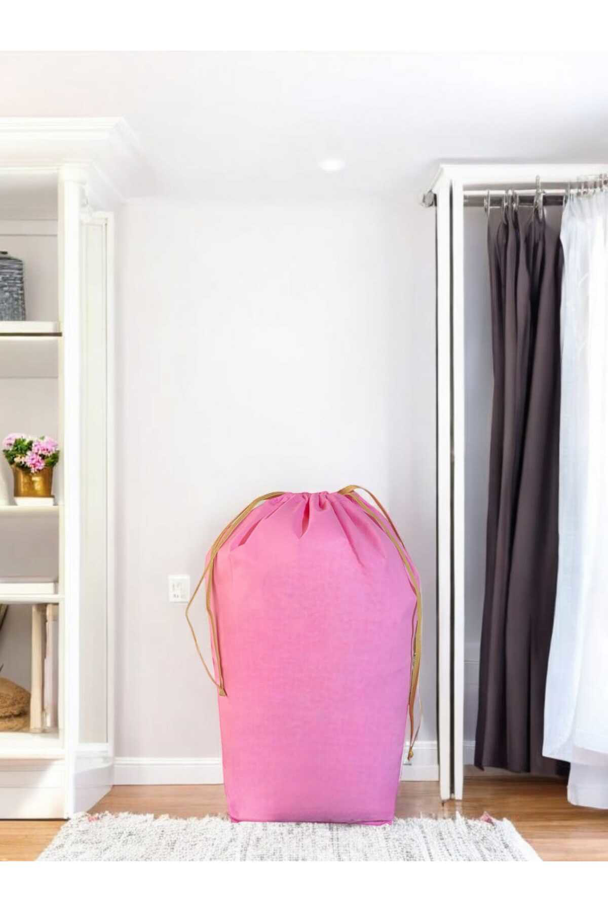 Balkan Room Pembe Büzgülü Hurç Large 72X62 Cm - Taşınma Çantası - Yorgan Yast