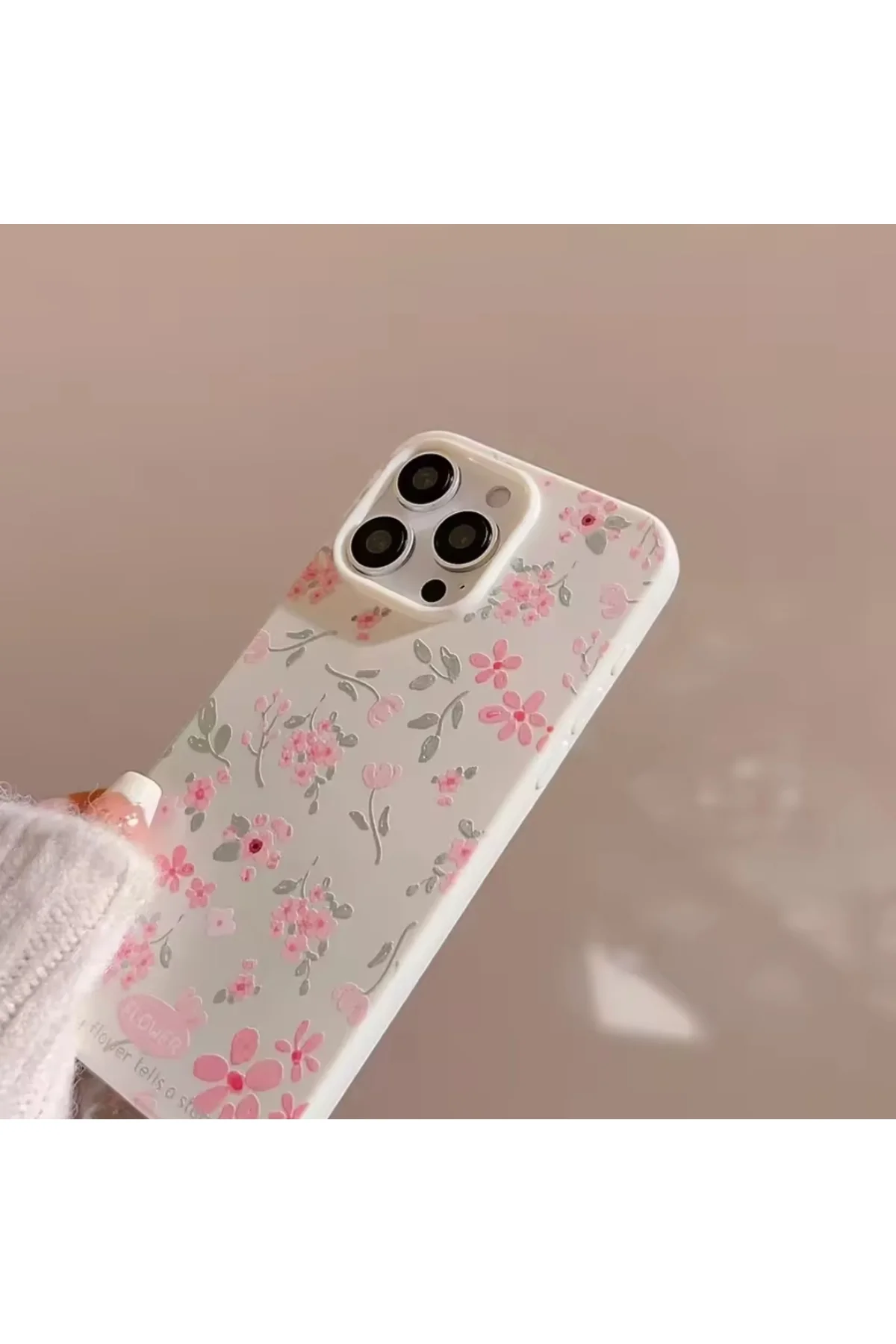 Pembe Çiçek Baskılı iPhone 13 Telefon Kılıfı