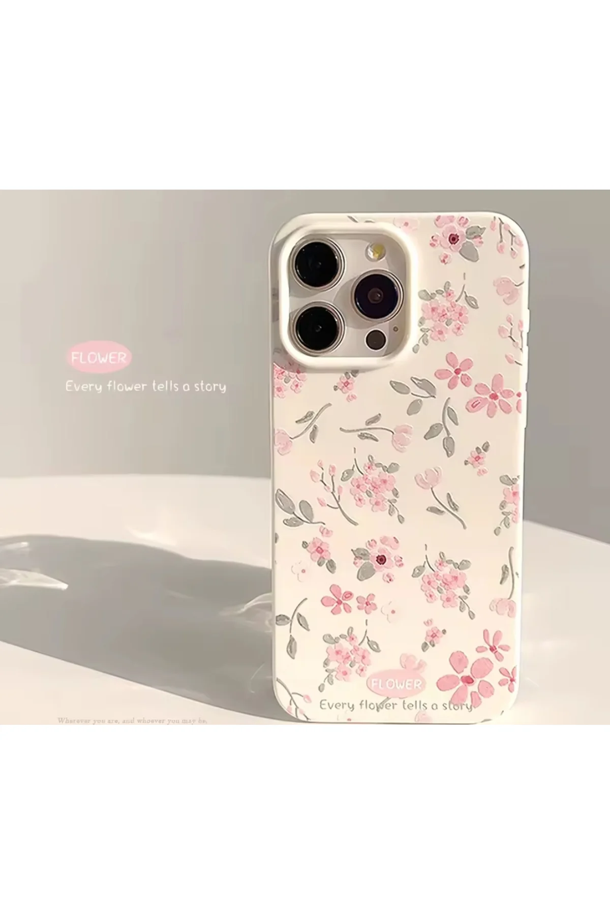 Pembe Çiçek Baskılı iPhone 16 Pro Max Telefon Kılıfı