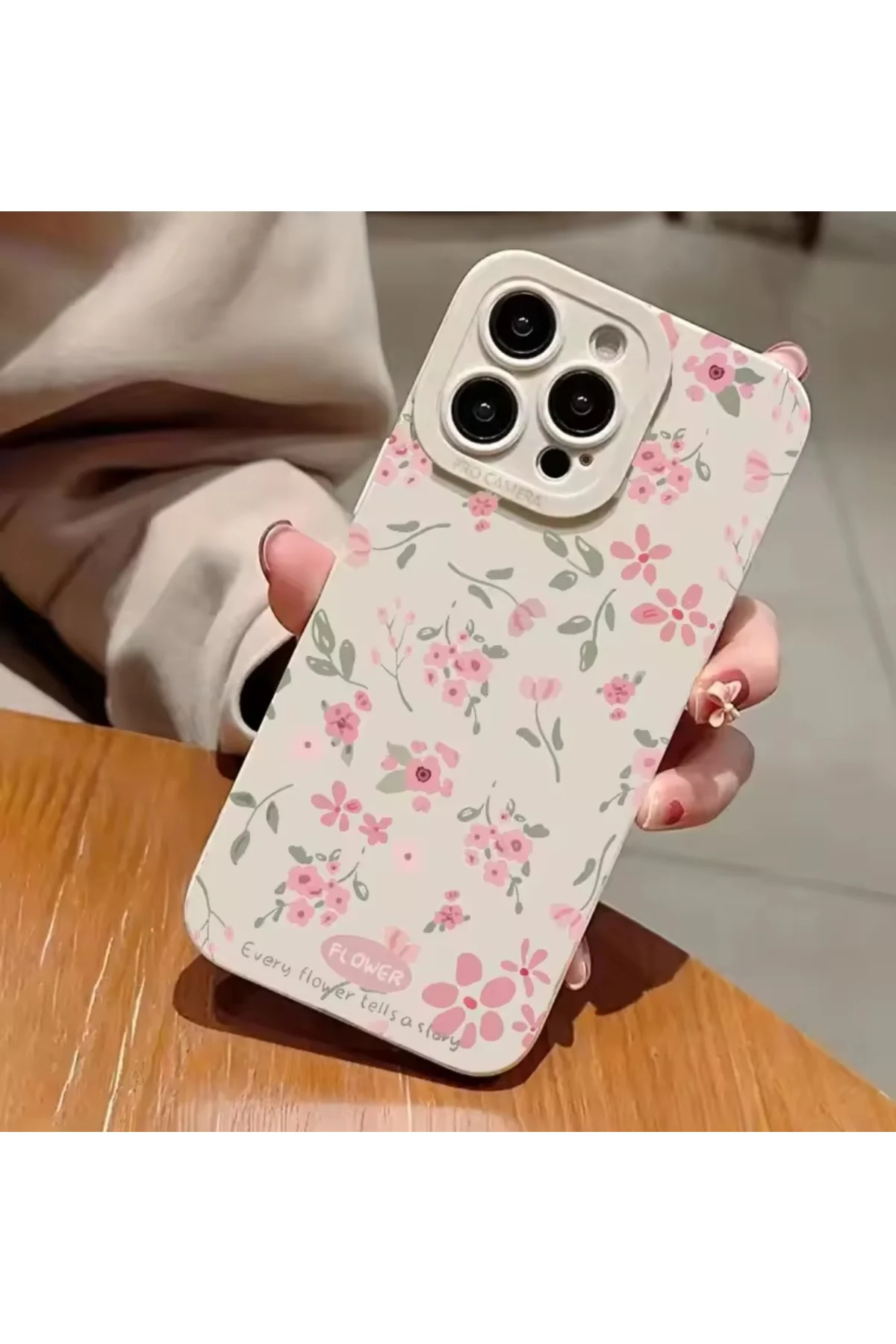 Pembe Çiçek Baskılı iPhone 16 Pro Max Telefon Kılıfı