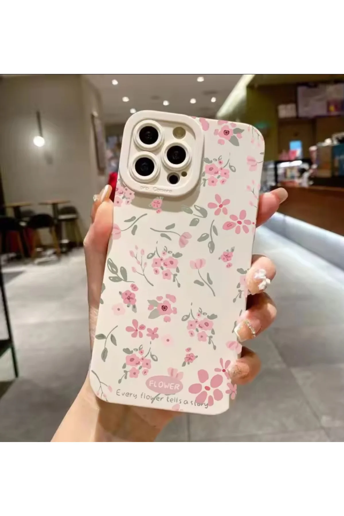 Pembe Çiçek Baskılı iPhone 16 Pro Max Telefon Kılıfı