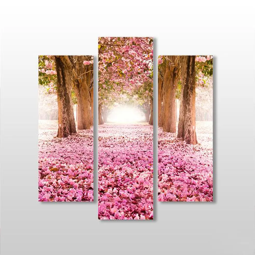 Pembe Çiçekli Yol Kanvas Tablo Pembe Çiçekli Yol Kanvas Tablo
