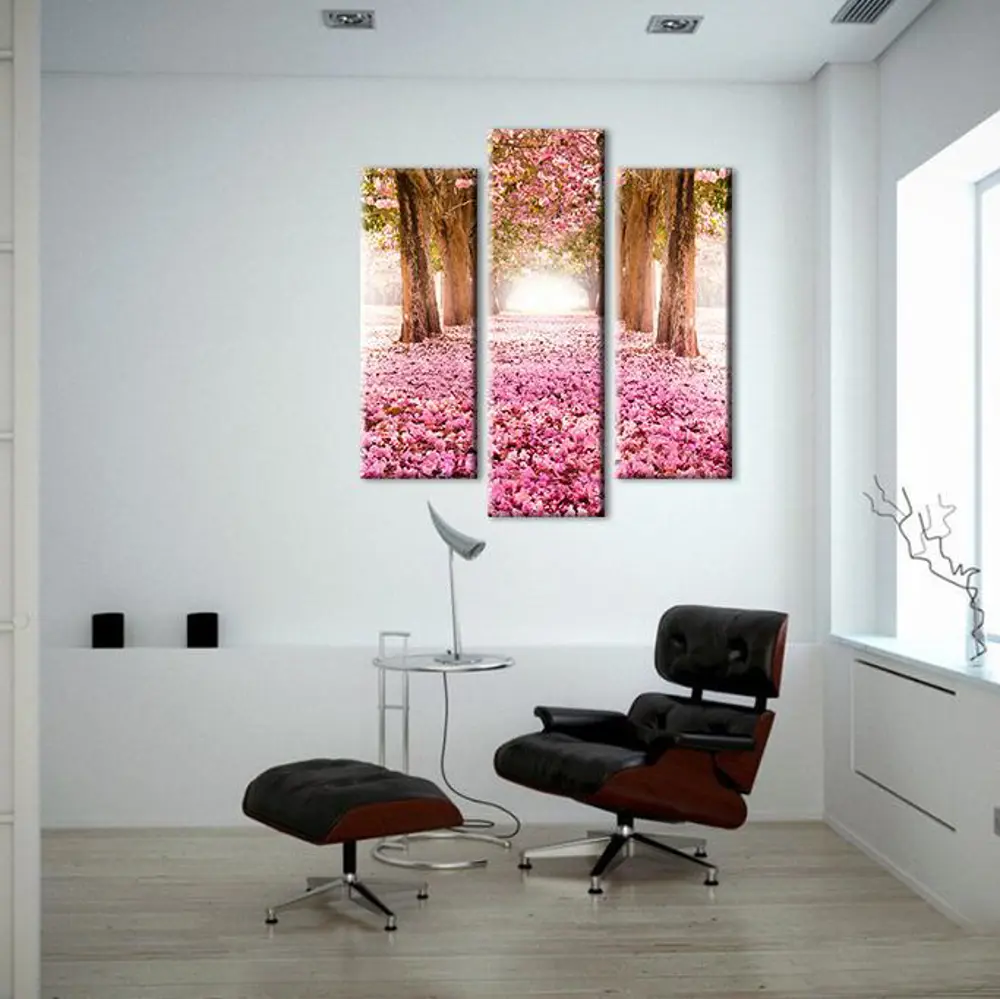 Pembe Çiçekli Yol Kanvas Tablo Pembe Çiçekli Yol Kanvas Tablo