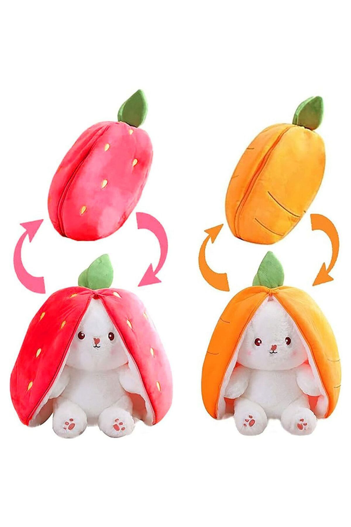 Oyuncak Store Pembe Çilek Tavşan Özel Tasarım Fermuarlı Hem Çilek Hem Tavşan Se