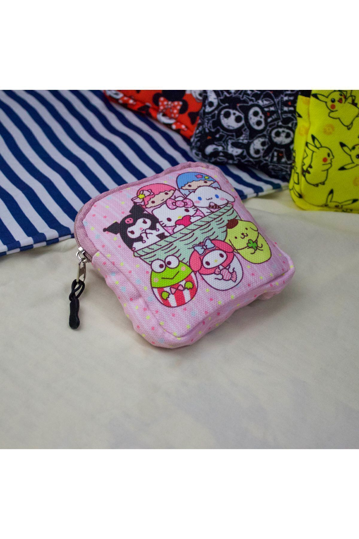 Pembe Cute Cartoon Characters Makyaj Çantası Pembe Cute Cartoon Characters Makyaj Çantası