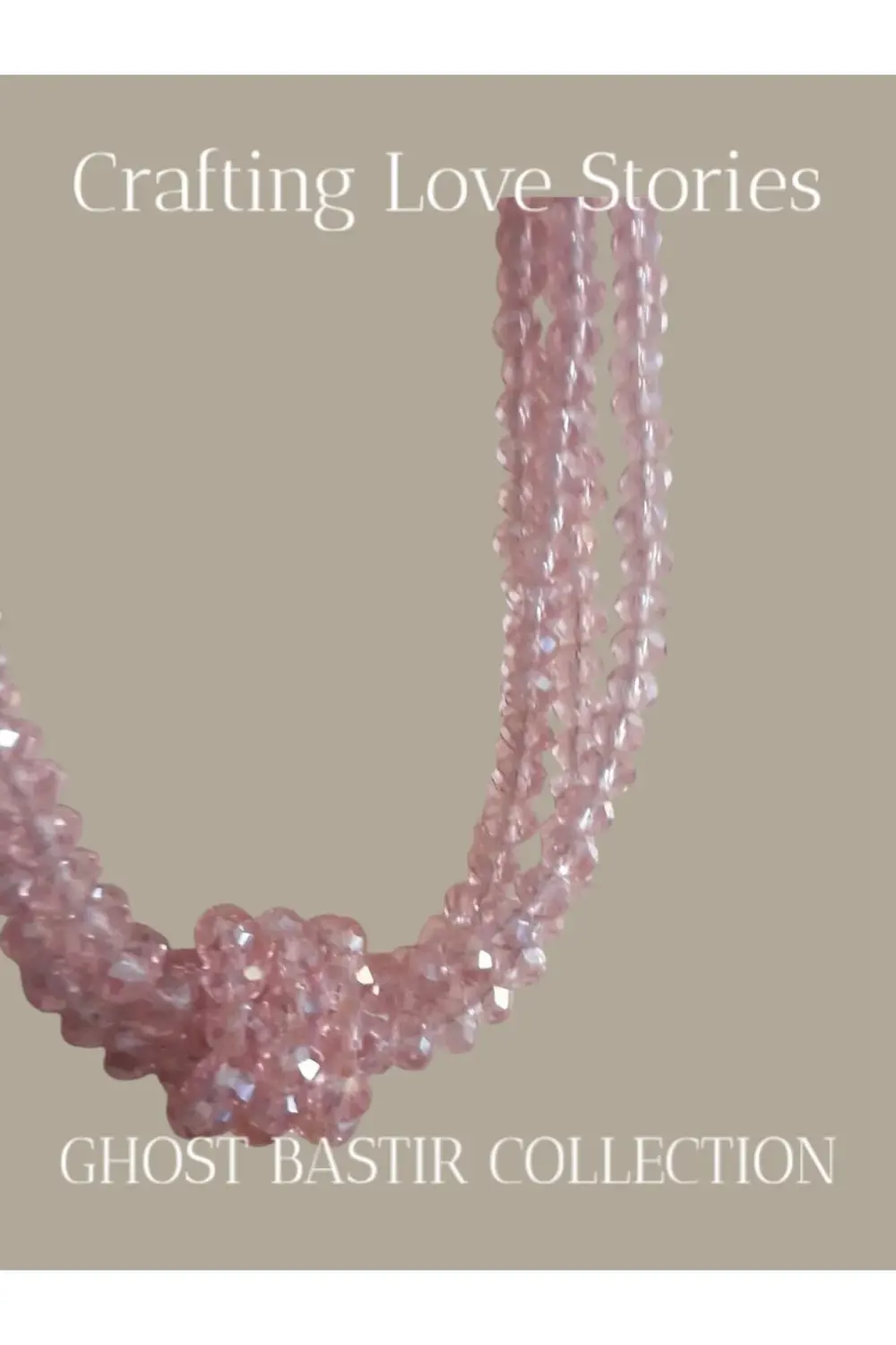 Pembe Doğal kristal taşlı sarmal modelli şık abiye kolye