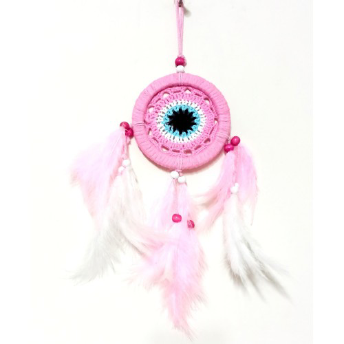 Pembe Dream Catcher Pembe Ve Beyaz Kuş Tüylü Düş Kapanı El Yapımı
