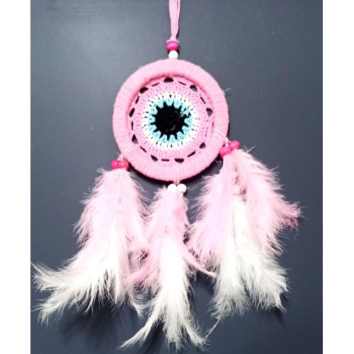 Pembe Dream Catcher Pembe Ve Beyaz Kuş Tüylü Düş Kapanı El Yapımı