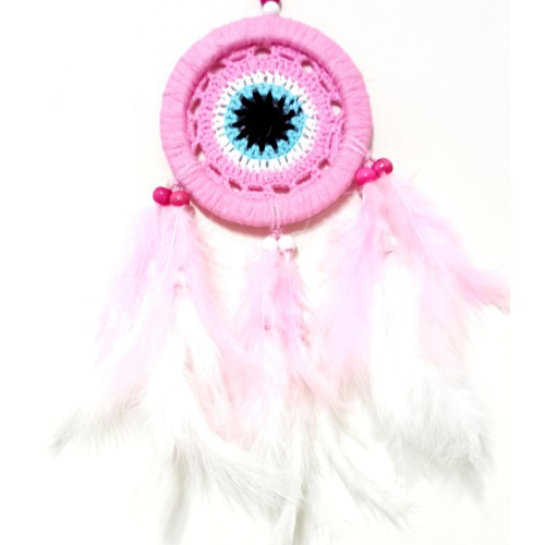 Pembe Dream Catcher Pembe Ve Beyaz Kuş Tüylü Düş Kapanı El Yapımı
