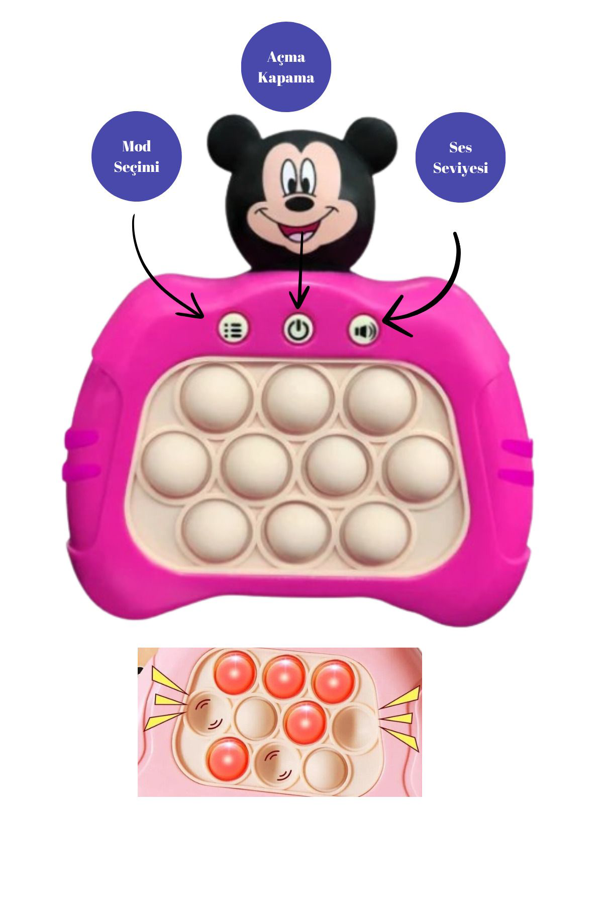 Pembe Elektronik Popit Konsol Pop it Hızlı İtme Çocuk doğum günü Pembe Elektronik Popit Konsol Pop it Hızlı İtme Çocuk doğum günü