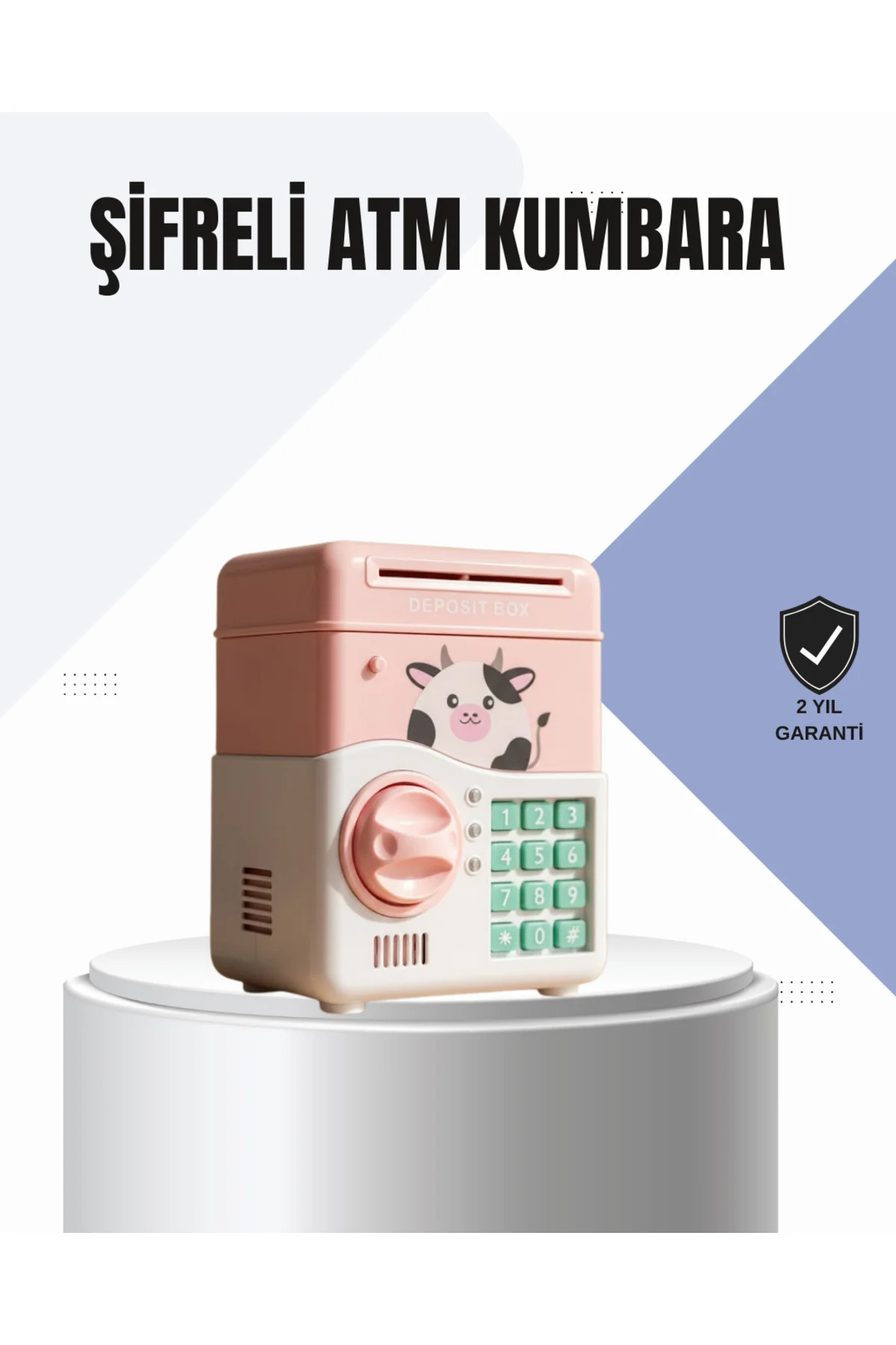 Pembe Elektronik Şifreli Otomatik Para Çeken ATM Kumbarası