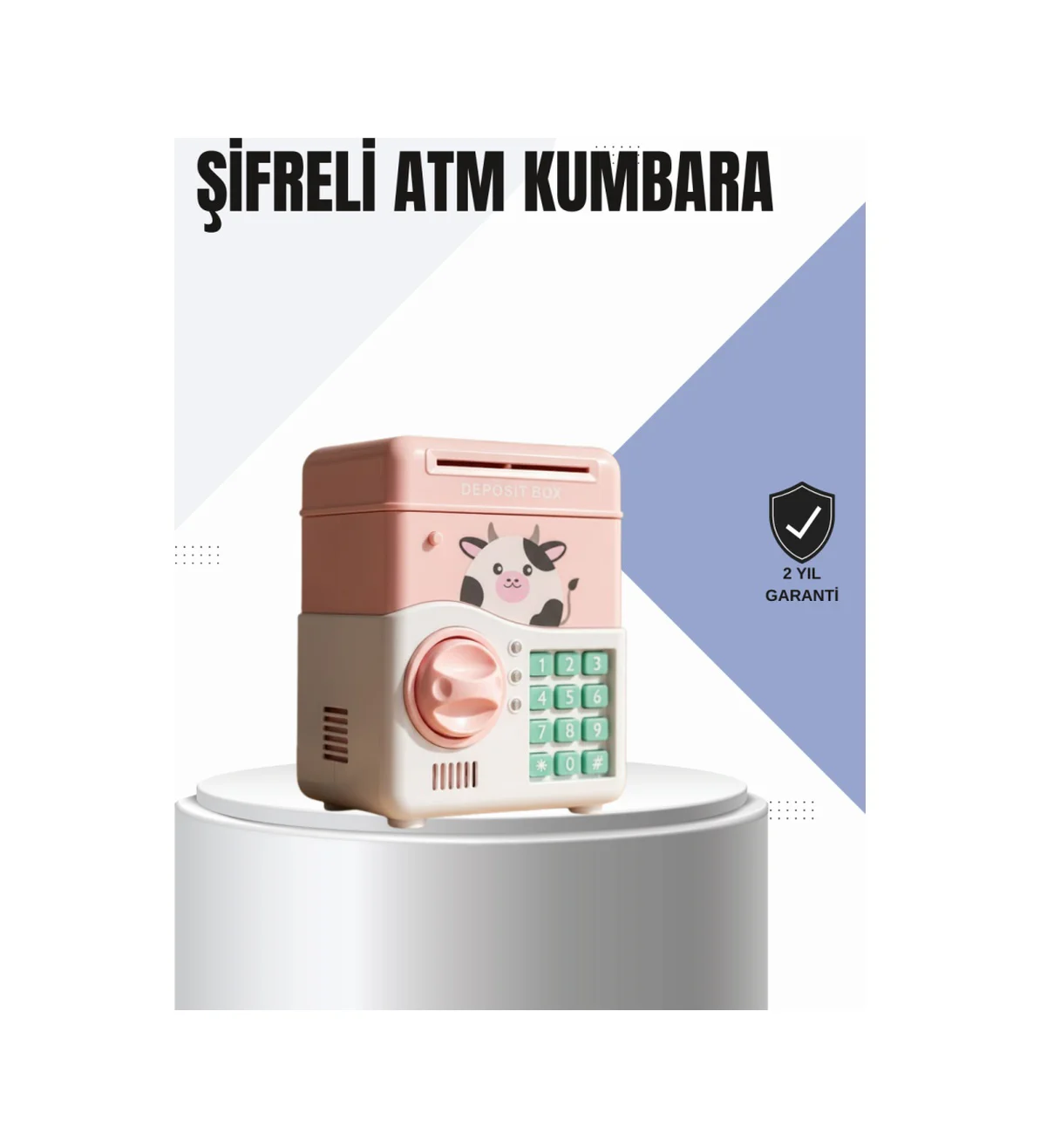 Pembe Elektronik Şifreli Otomatik Para Çeken Atm Kumbarası