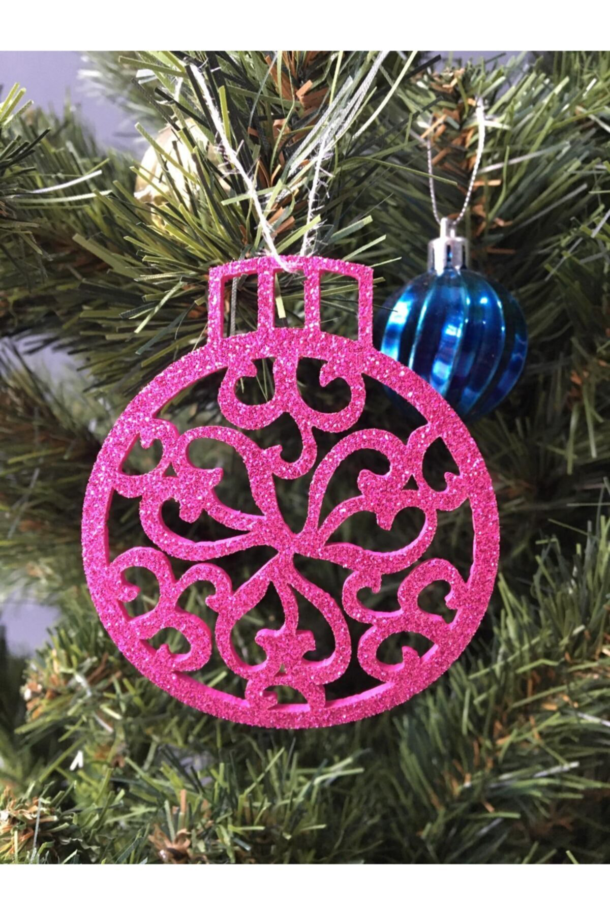 Leylaser Pembe Eva Yılbaşı Ağacı Süsü 7,5X7,5 Cm 28Li