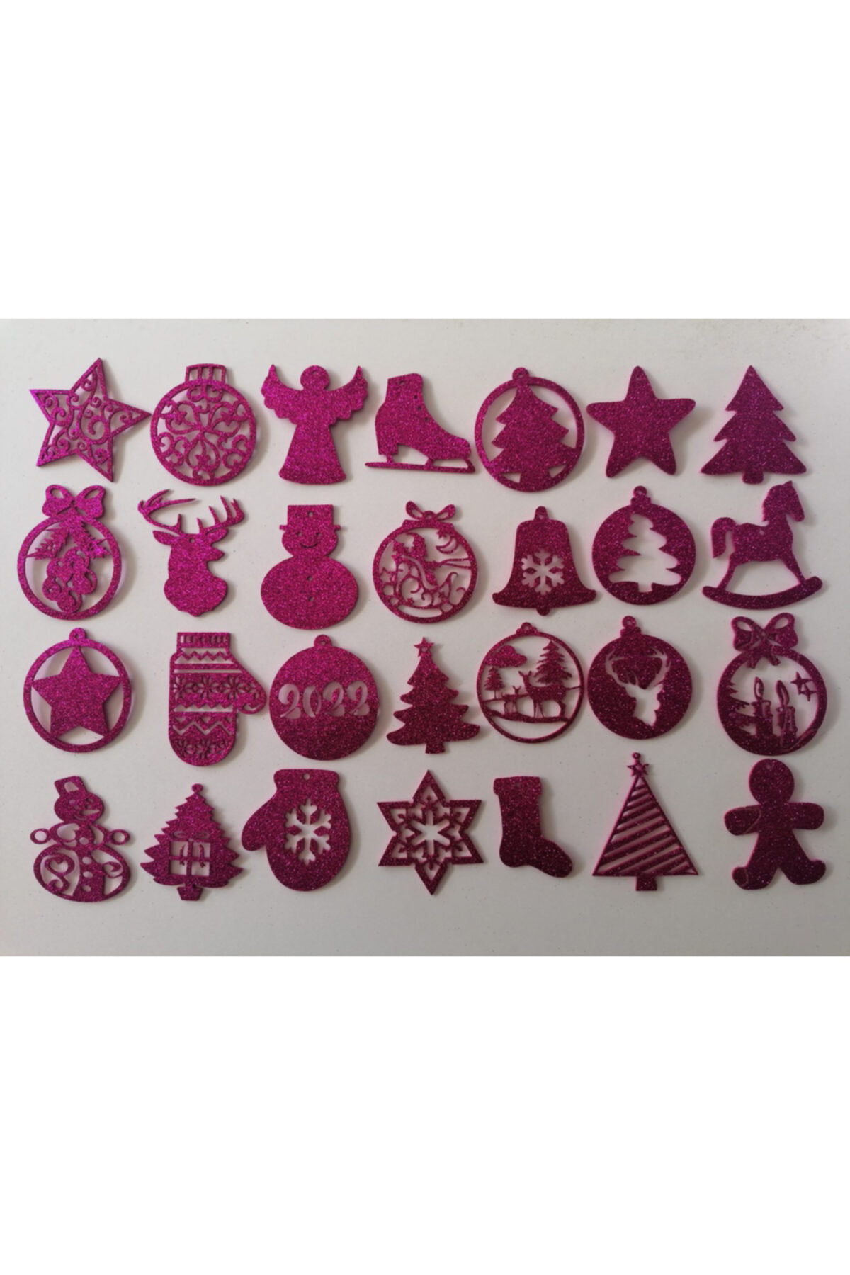 Leylaser Pembe Eva Yılbaşı Ağacı Süsü 7,5X7,5 Cm 28Li