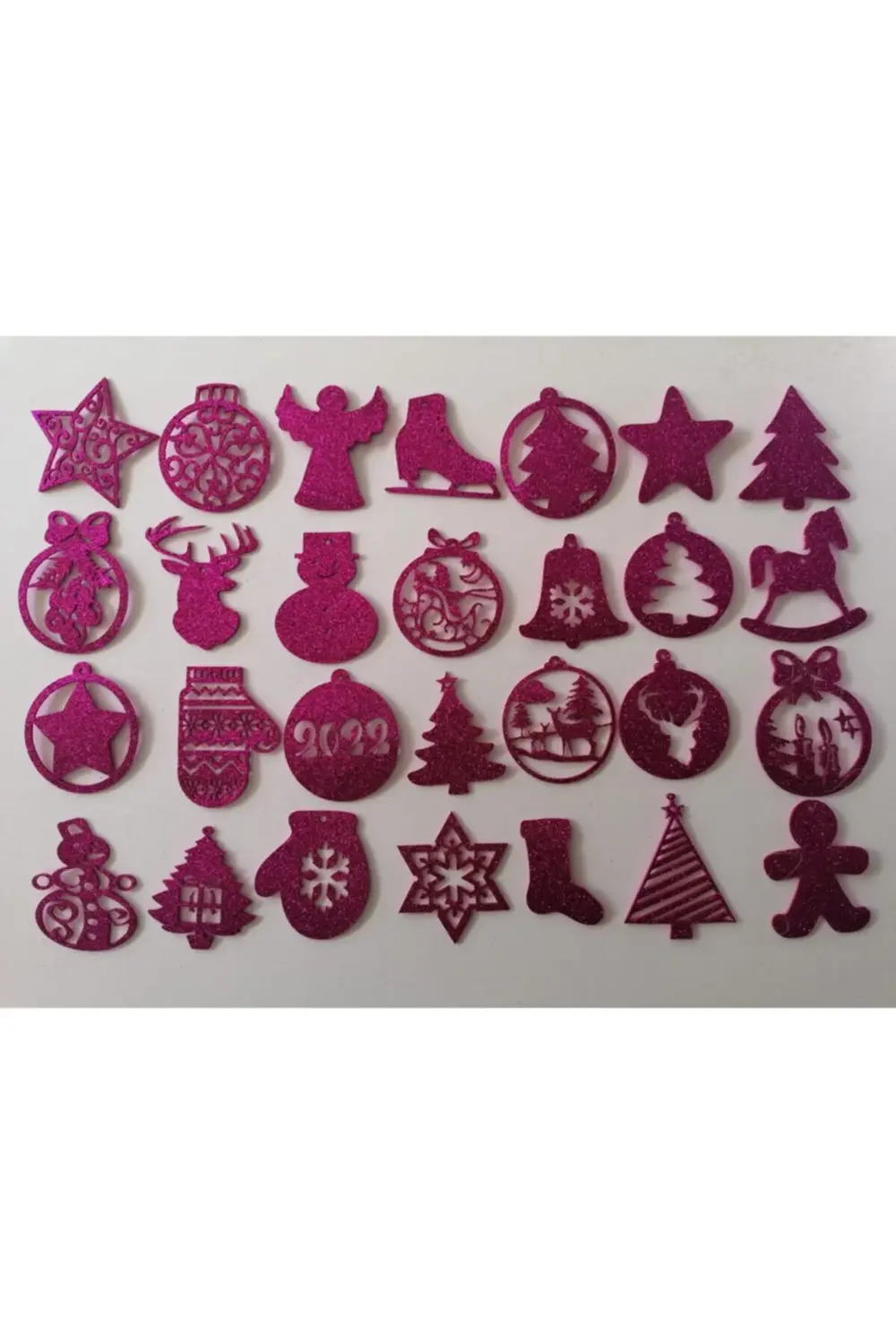 Pembe Eva Yılbaşı Ağacı Süsü 7,5x7,5 Cm 28li