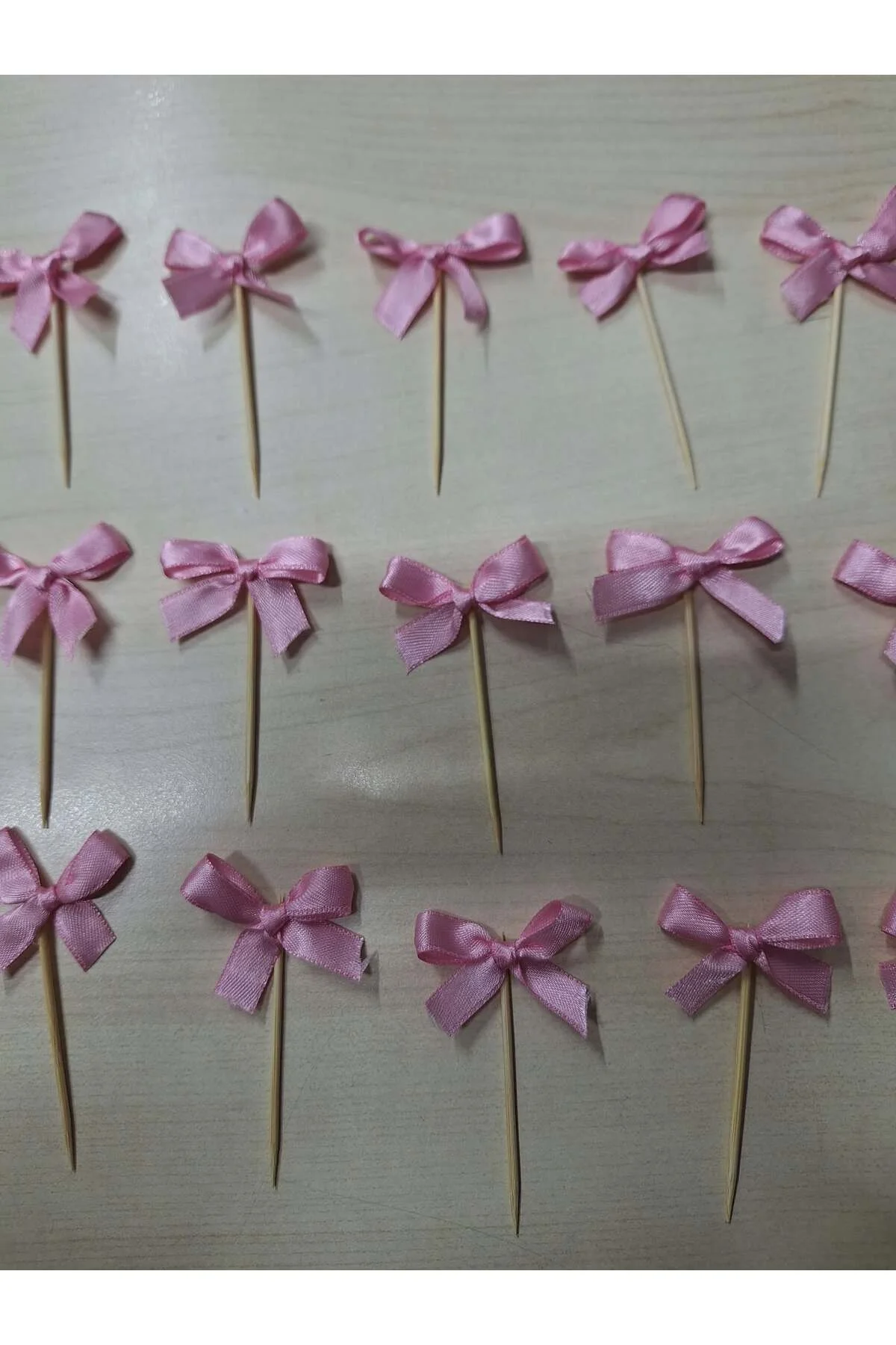 Pembe Fiyonk Kurdaleli Doğum Günü Süsü,Pasta Kürdanı ,Cupkek Pasta Süsü 15 'li