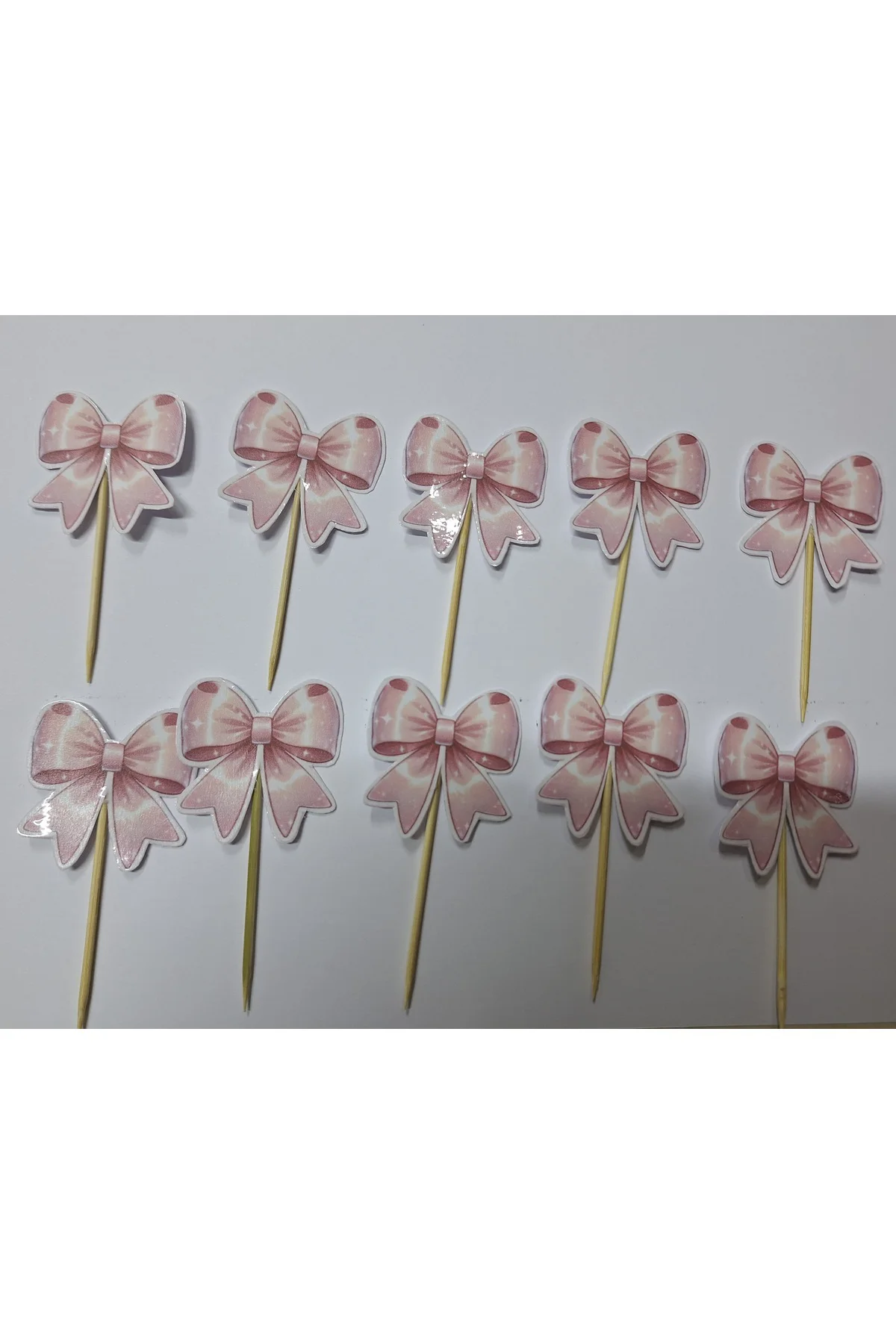PEMBE FİYONKLU Doğum Günü Kürdanı ,pasta Süsü 15 'li