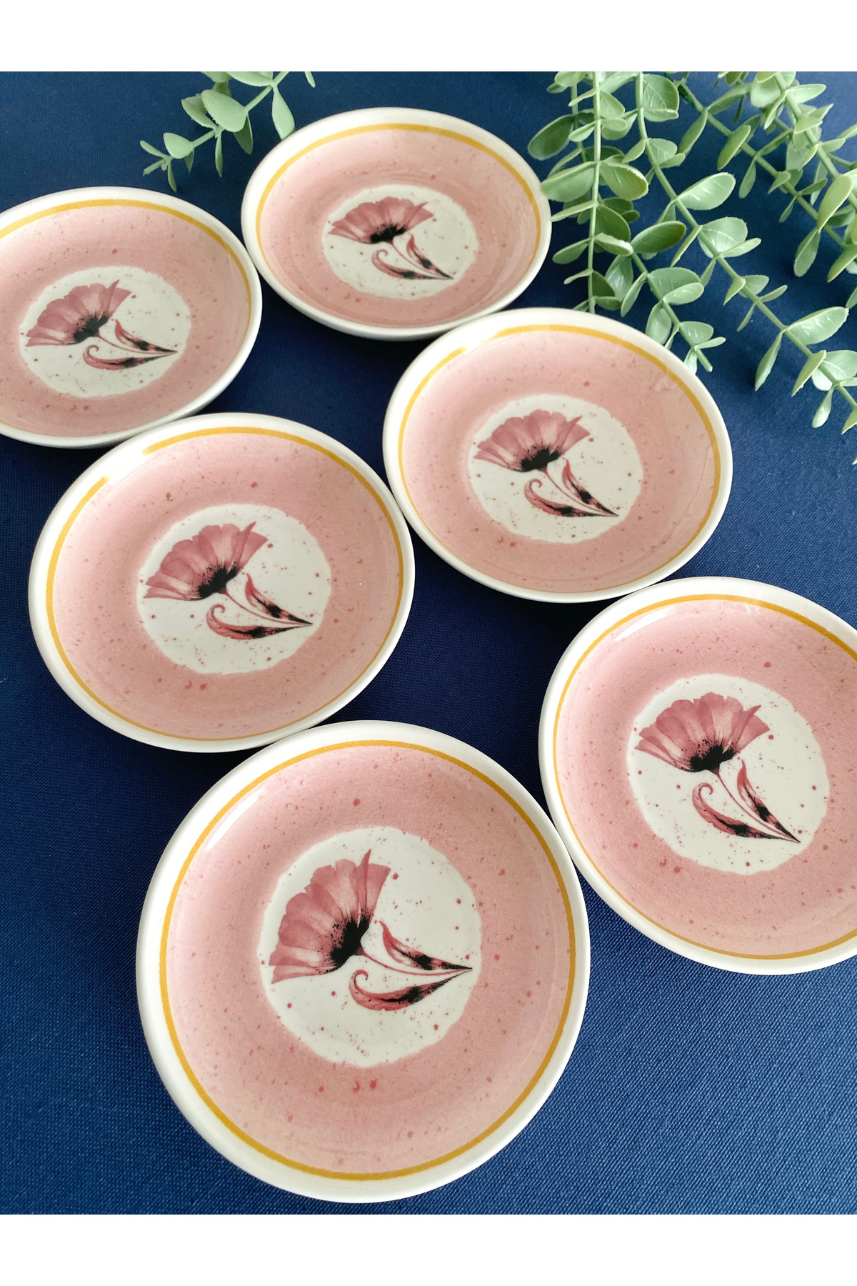 Pembe Gelincik Model 6 Adet Çay tabağı