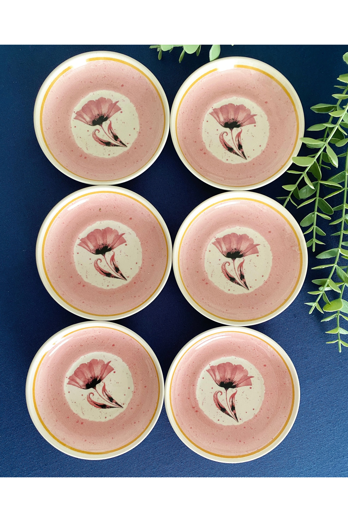 Pembe Gelincik Model 6 Adet Çay tabağı