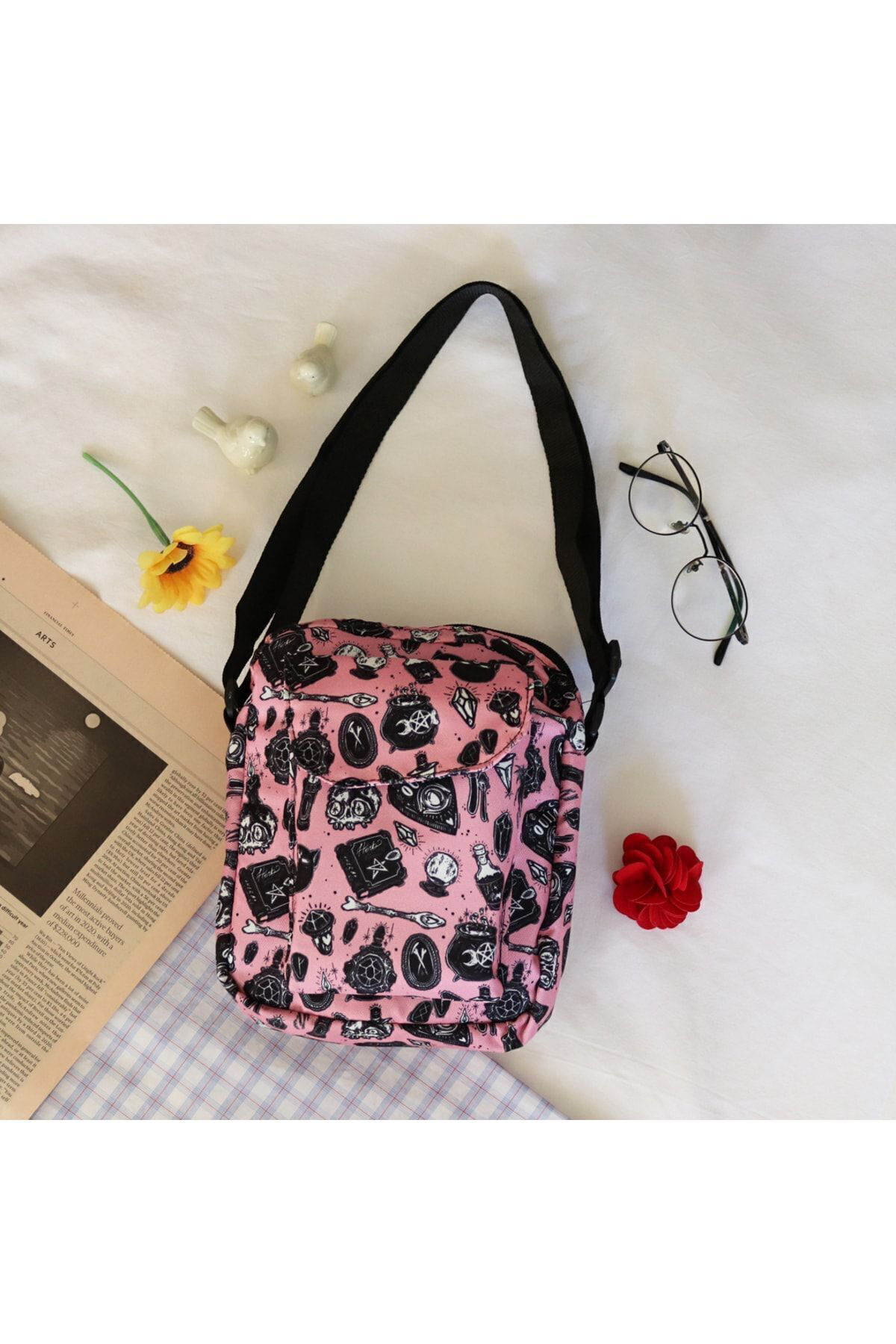 Pembe Gothic Fashion Çapraz Çanta