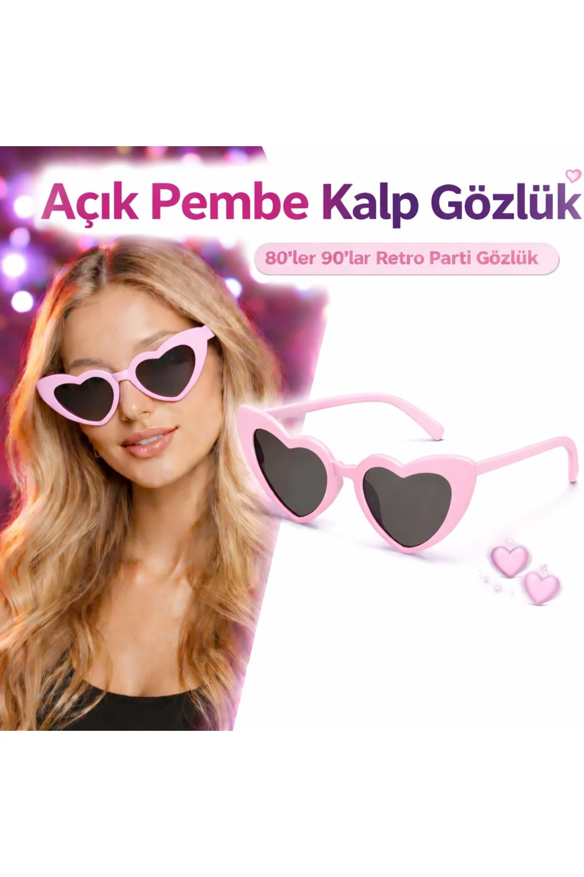 Pembe Gözlük – 80’Ler 90’Lar Stil Parti Gözlüğü