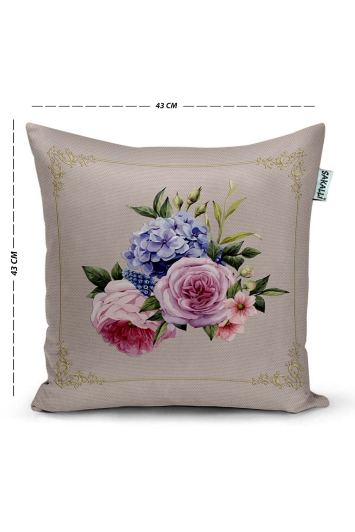 Sakallı Pembe Gül Bahçesi 3D Baskılı Dekoratif Kırlent Kılıfı