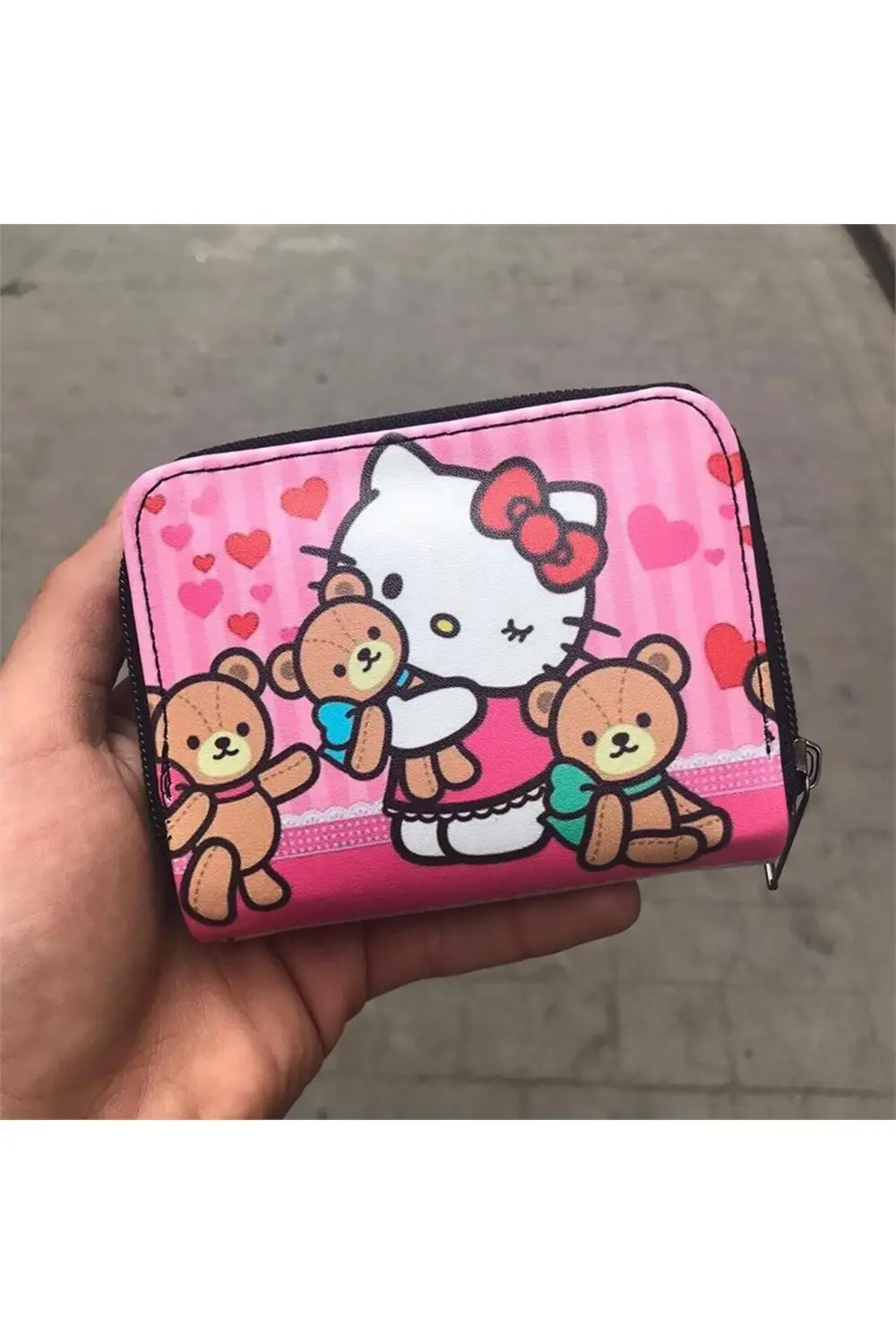 Pembe Hello Kitty Blink To Triple Teddy Kısa Cüzdan
