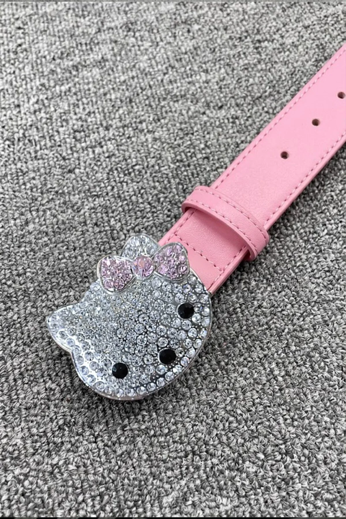 Pembe Hello Kitty Taşlı Deri Kemer - Görsel 2