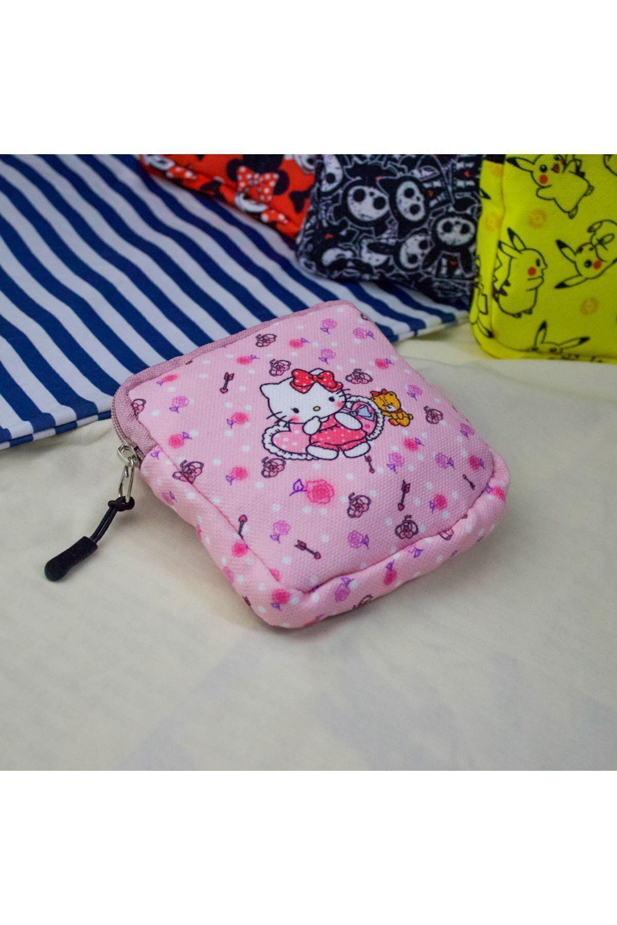 Pembe Hello Kitty Teddy Friend Rose Kolaj Makyaj Çantası