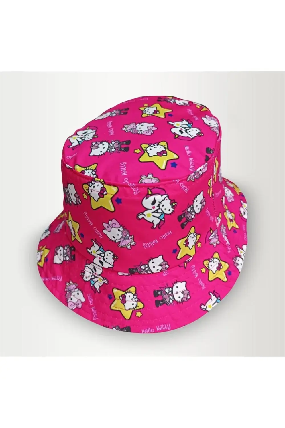 Pembe Hello Kitty Unicorn Star Kolaj Bucket Şapka