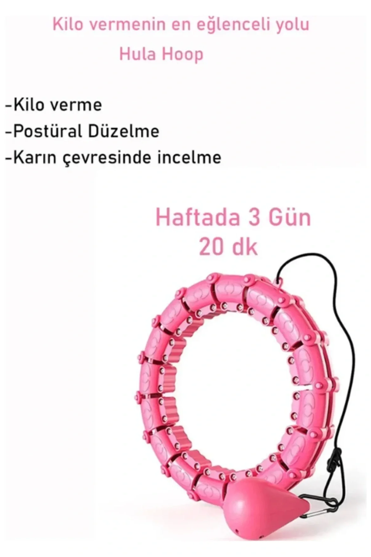 Pembe Hula Hoop Çember 24'lü Hulahoop, Egzersiz Çemberi, Egzersiz